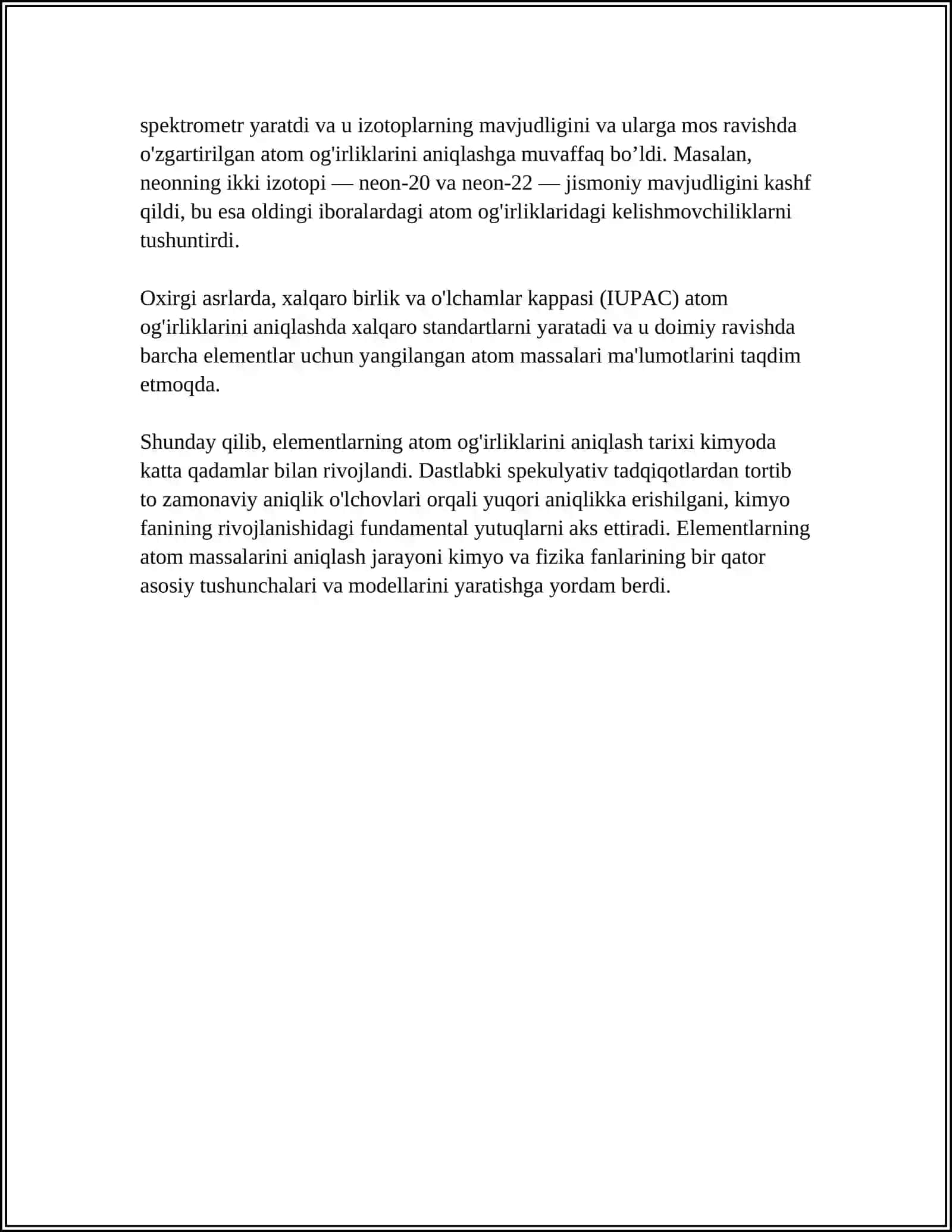 ELEMENTLARNI ATOM OGʻIRLIKLARINI ANIQLASH 4