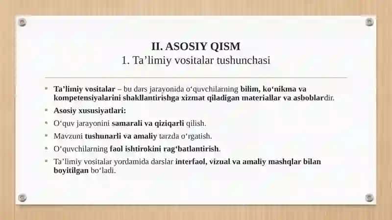 Ta’limiy Vositalar va O‘quv Texnika Vositalari 4