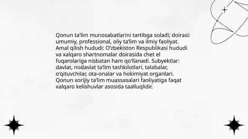 Taʼlim toʻgʻrisida qonun tuzilishi 4