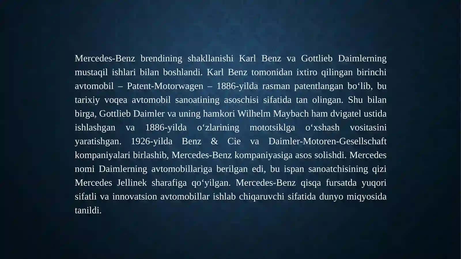 Mersidens-benz yaratilish va istiqbollari 4