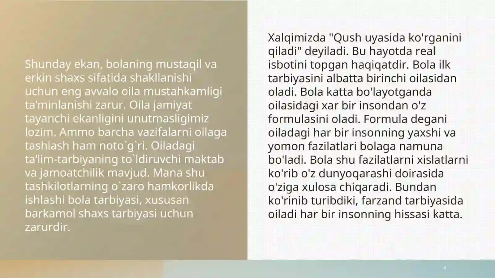 OILA, MAHALLA VA TA’LIM MUASSASASINING-PEDAGOGIK HAMKORLIGI 4