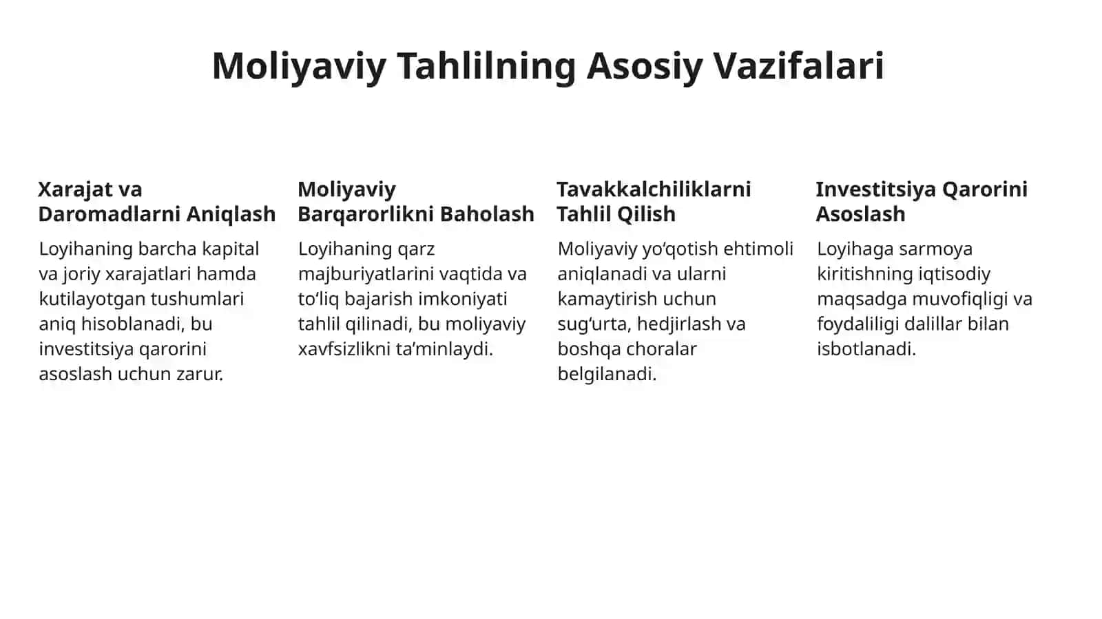 Loyiha Samaradorligini Moliyaviy Tahlili 4