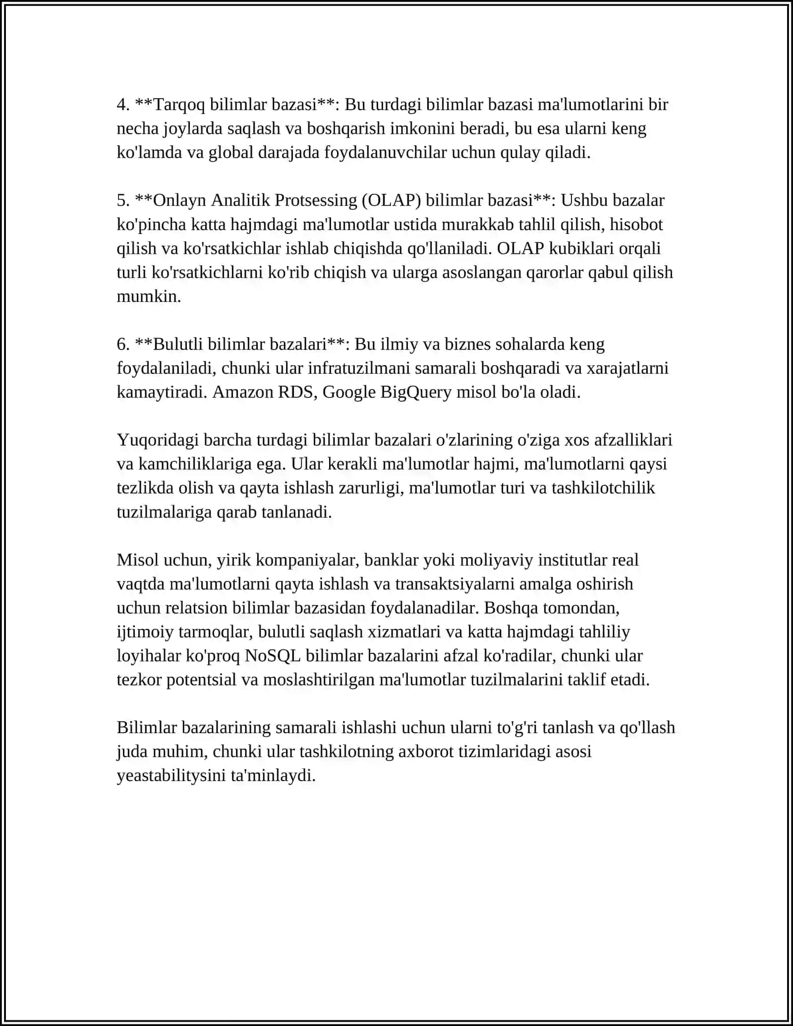 BILIMLAR BAZASI VA BILIMLARNI NAMOYISH QILISH MODELLARI 4