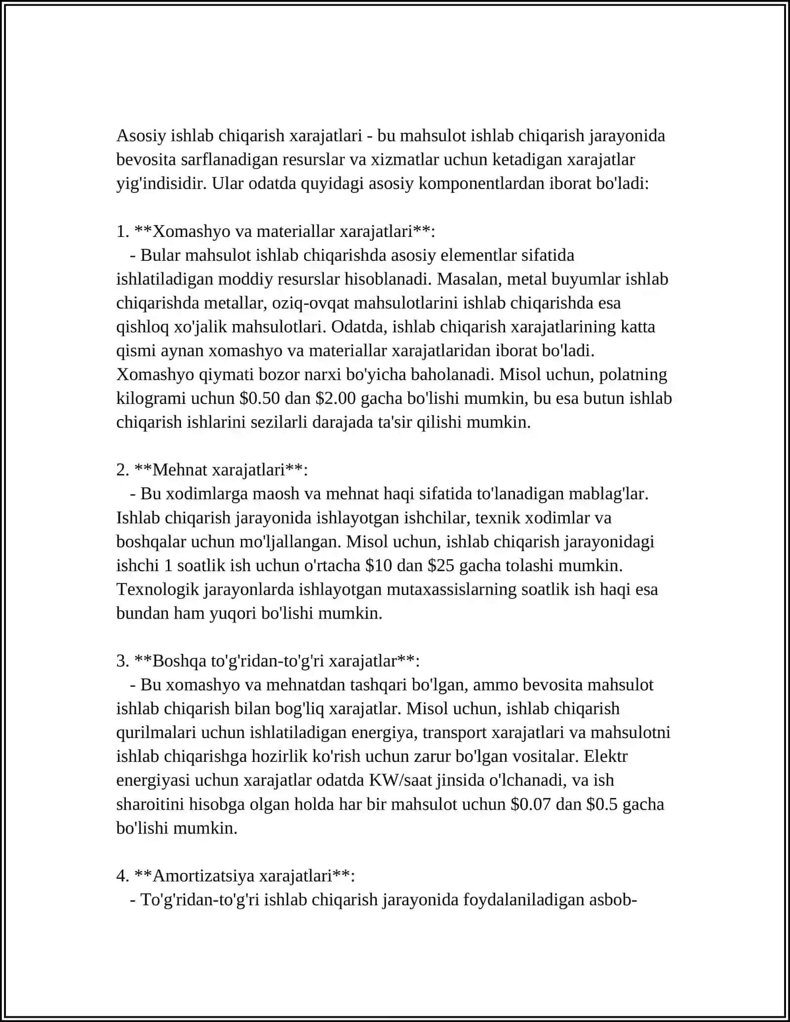 Korxona (Firma) Xarajatlari va Foydasi 4