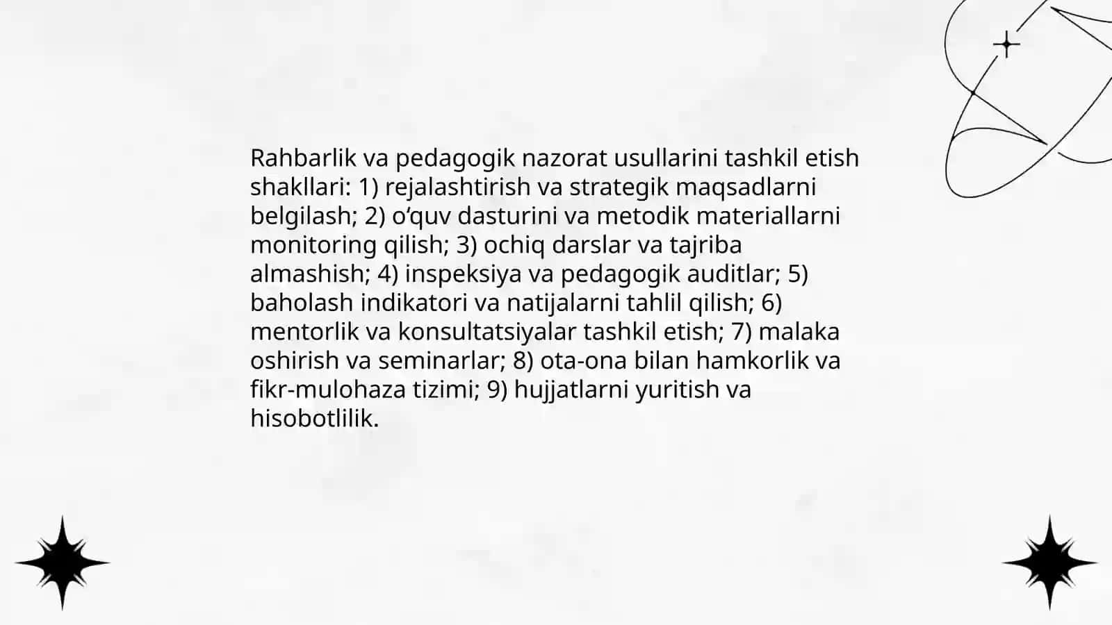 MTT tarbiyscining rivojlaniw markazlarda taʼlimiy faoliyatiga raxbarlik qilish metodlari 4