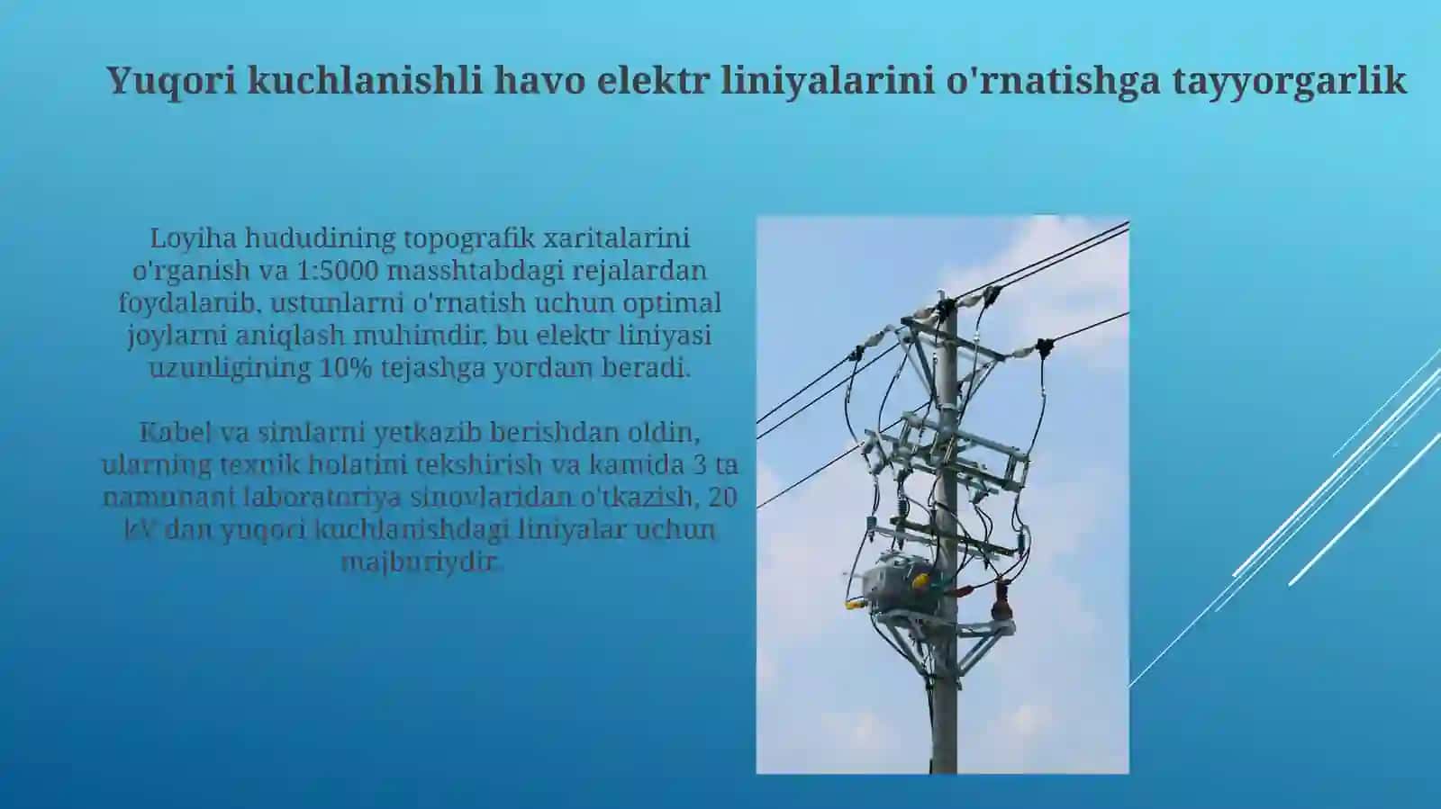 Yuqori Kuchlanishli Havodagi Elektr Uzatish liniyalarini o'rnatish 4