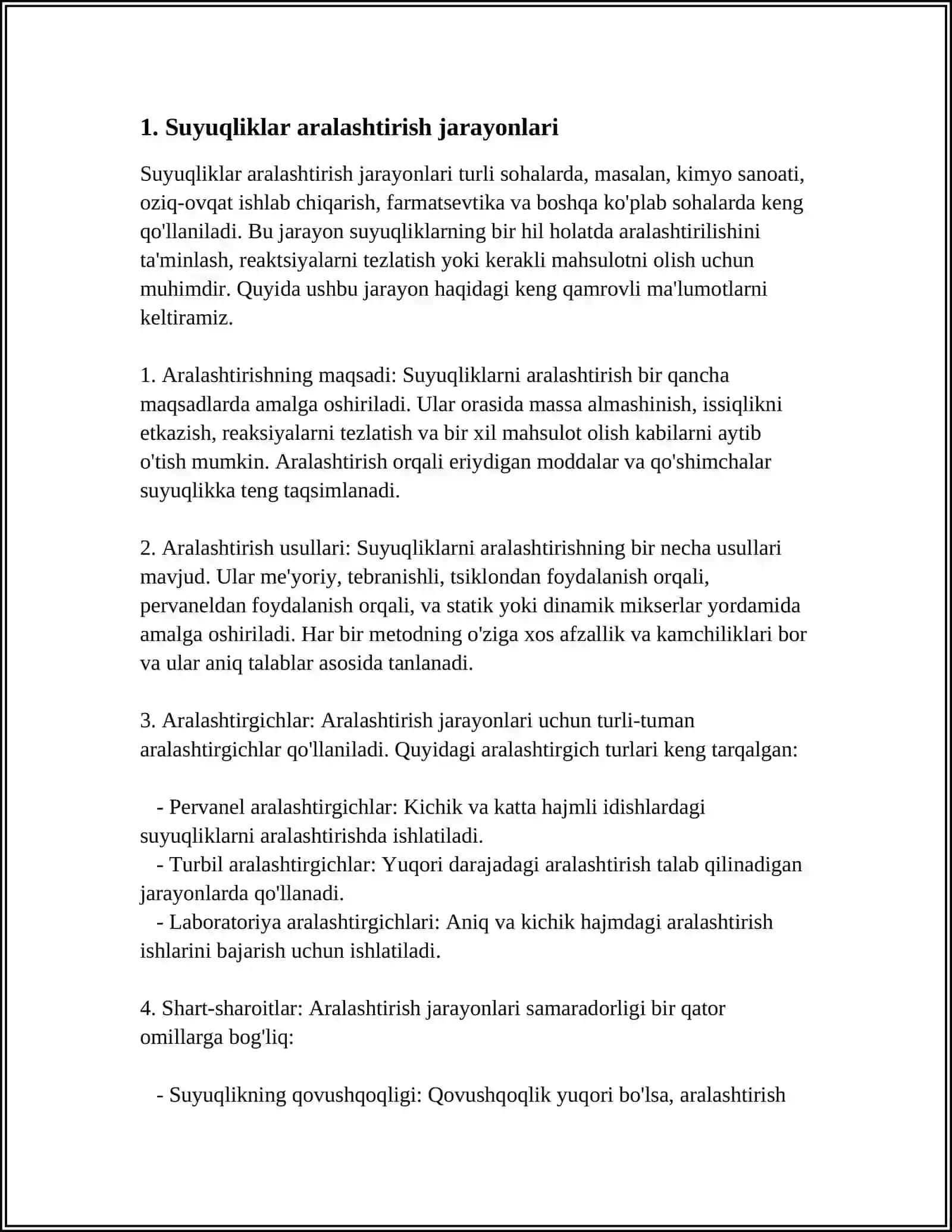 KIMYOVIY TEXNALOGIYALARDA SUYUQLIKLARNI ARALASHTIRISH TEXNALOGIYASI 4