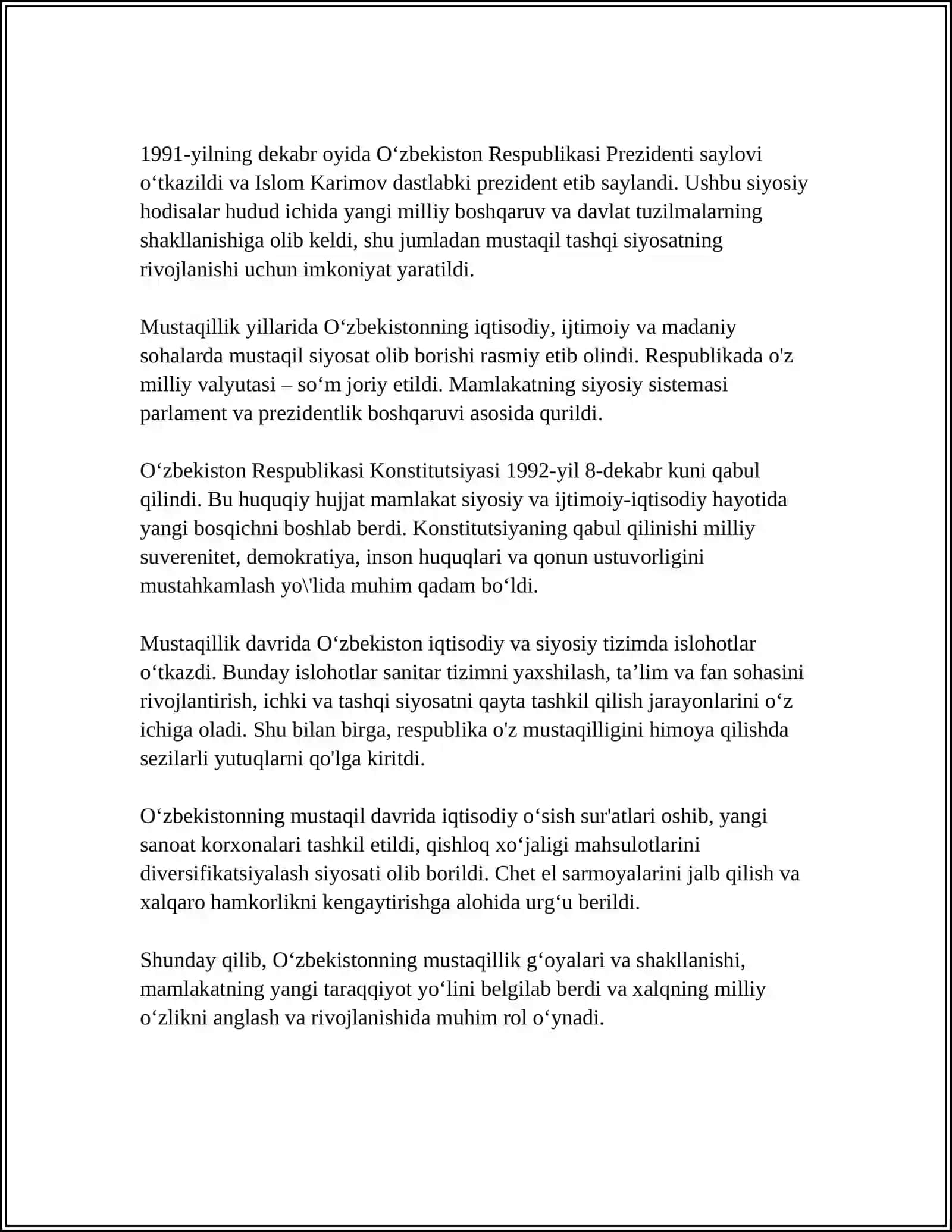 O'ZBEKISTONDA MUSTAQILLIK G'OYALARINING TARIXIY ASOSLARI 4