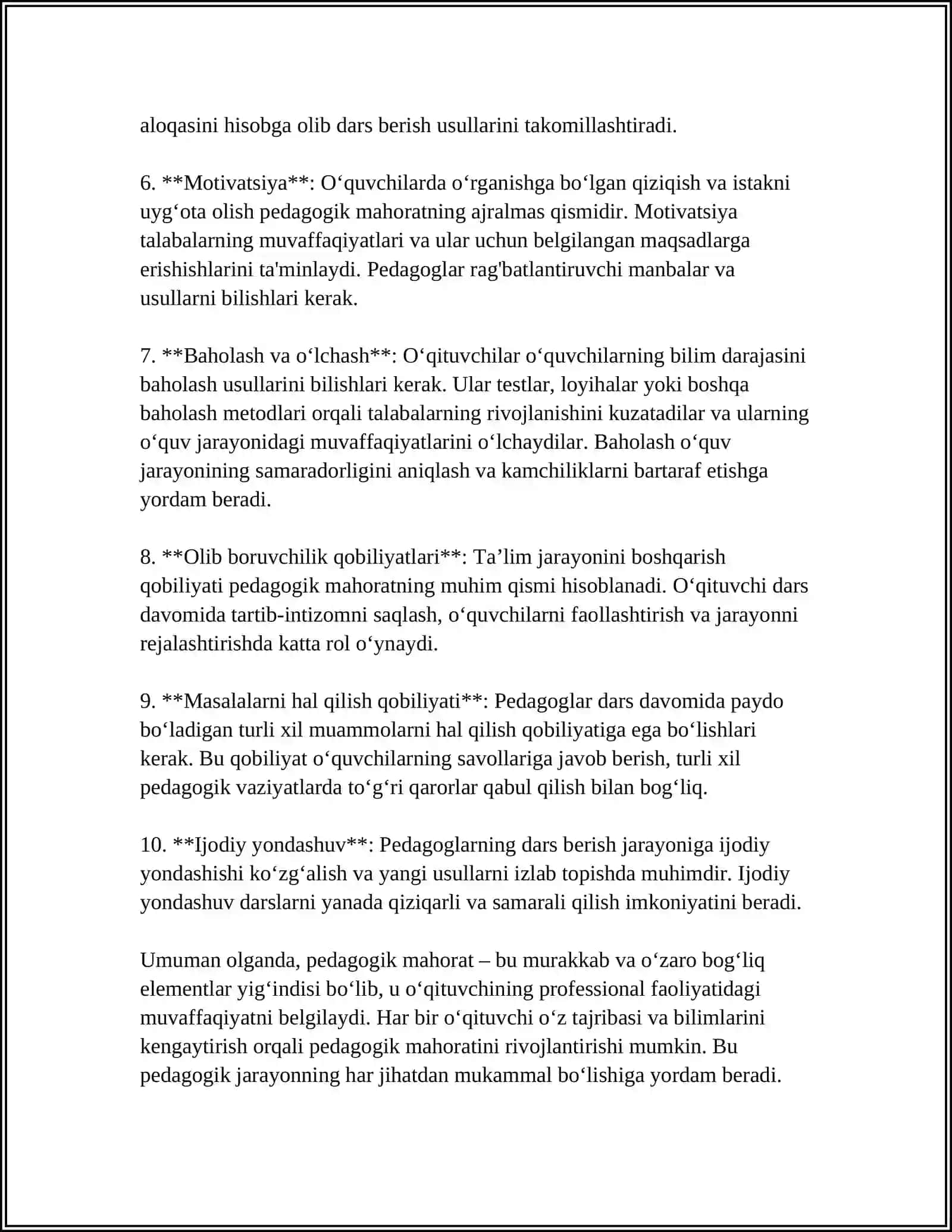 DARS JARAYONIDA PEDAGOGIK MAHORATI 4