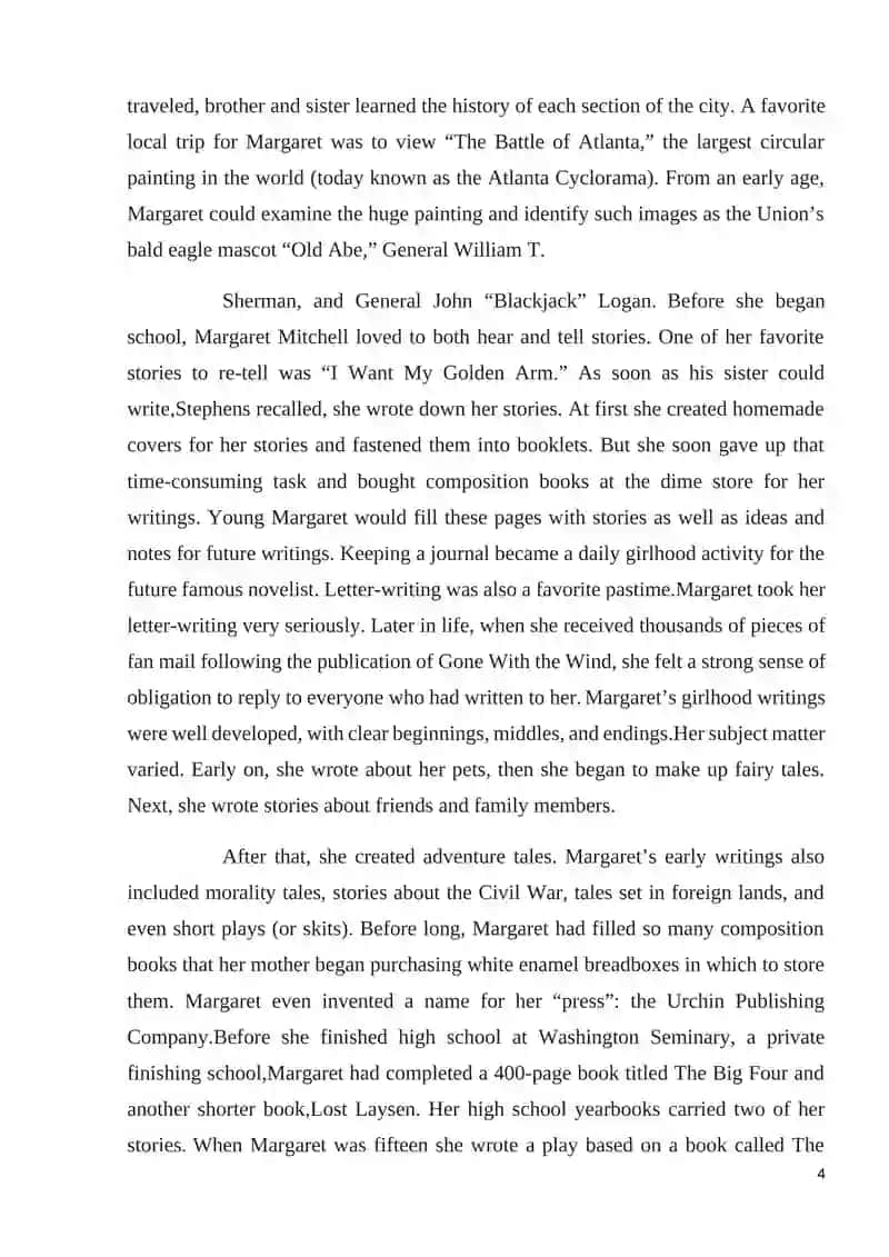 MARGARET MITCHELL- HER LIFE AND WORK. PECULIARITIES OF HER NOVEL “GONE WITH THE WIND” 4