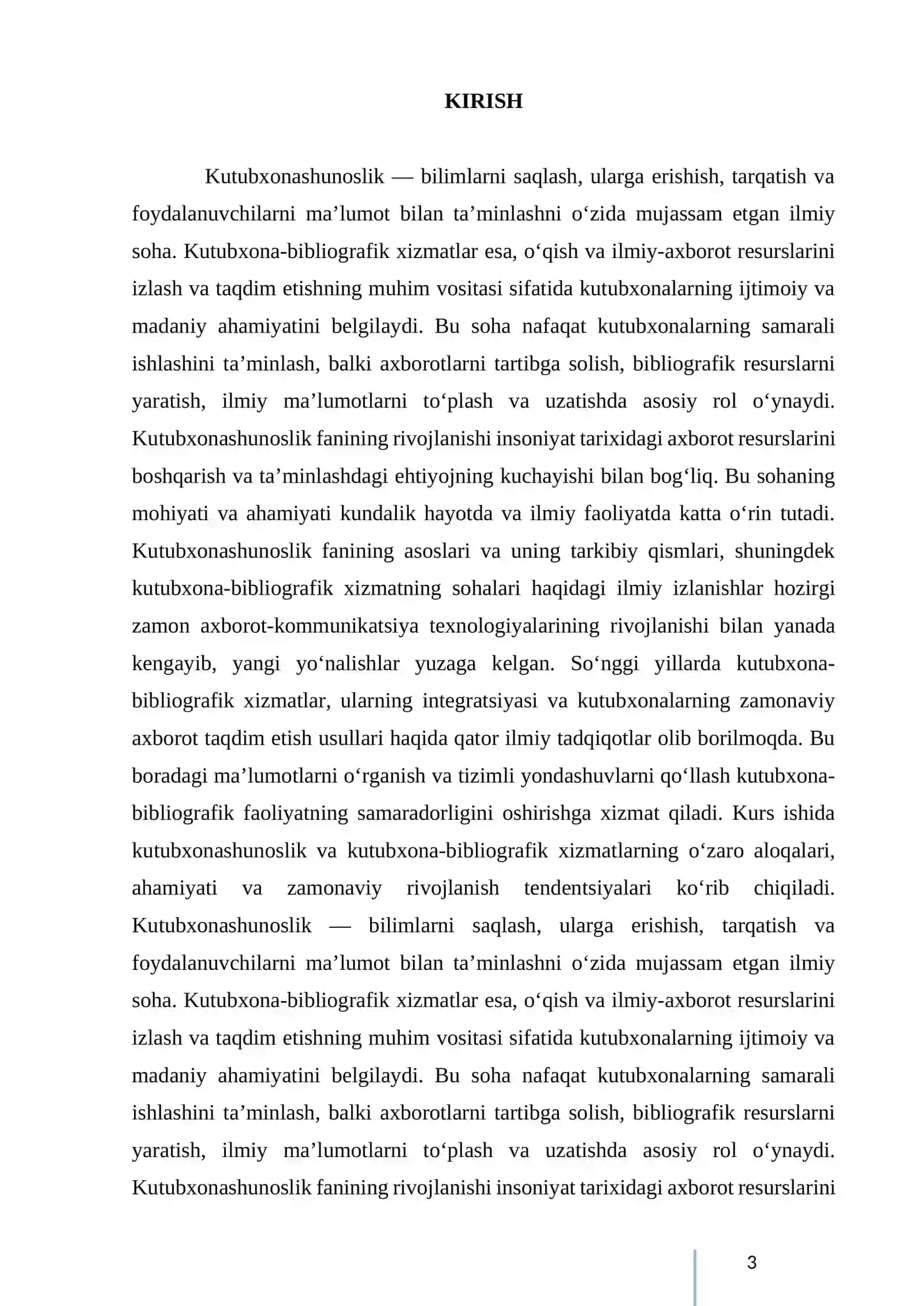 KUTUBXONASHUNOSLIK KUTUBXONA-BIBLIOGRAFIK HAMDA SOHALARIGA OID FANLAR 4