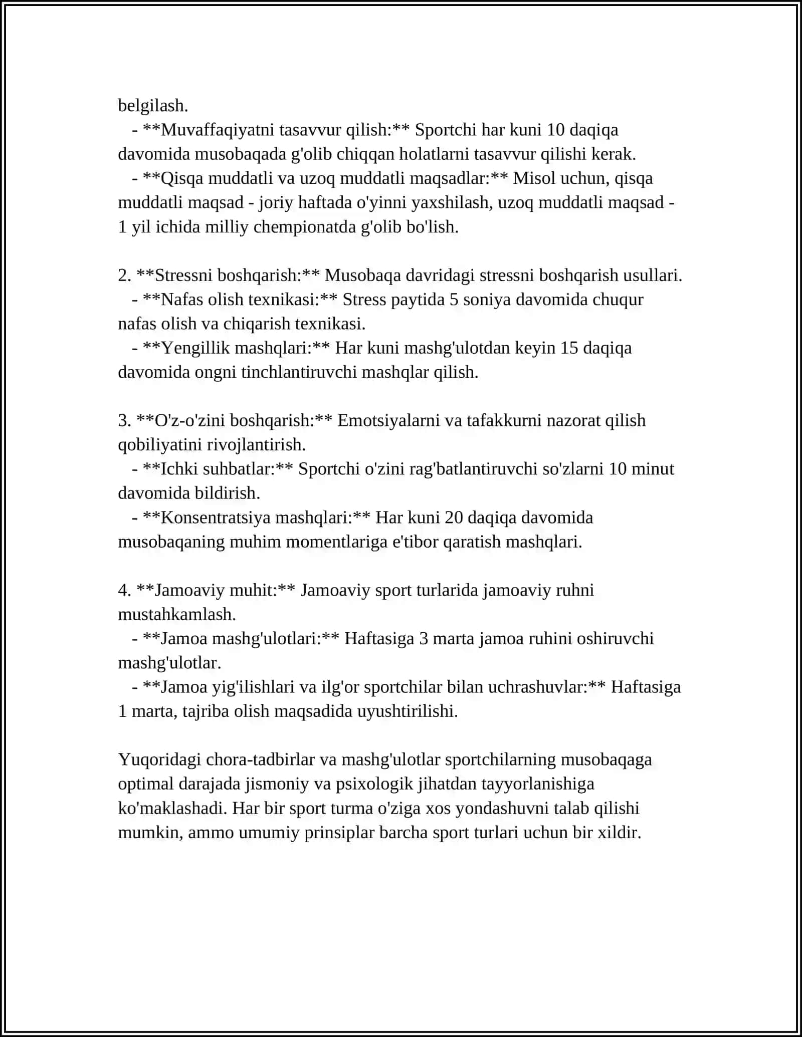 SPORTCHI ÓQUVCHILARNI (BOLALARNI) BÓLAJAK MUSOBAQAGA TAYYORLASHNING PSIXOLOGIK ASOSLARI 4