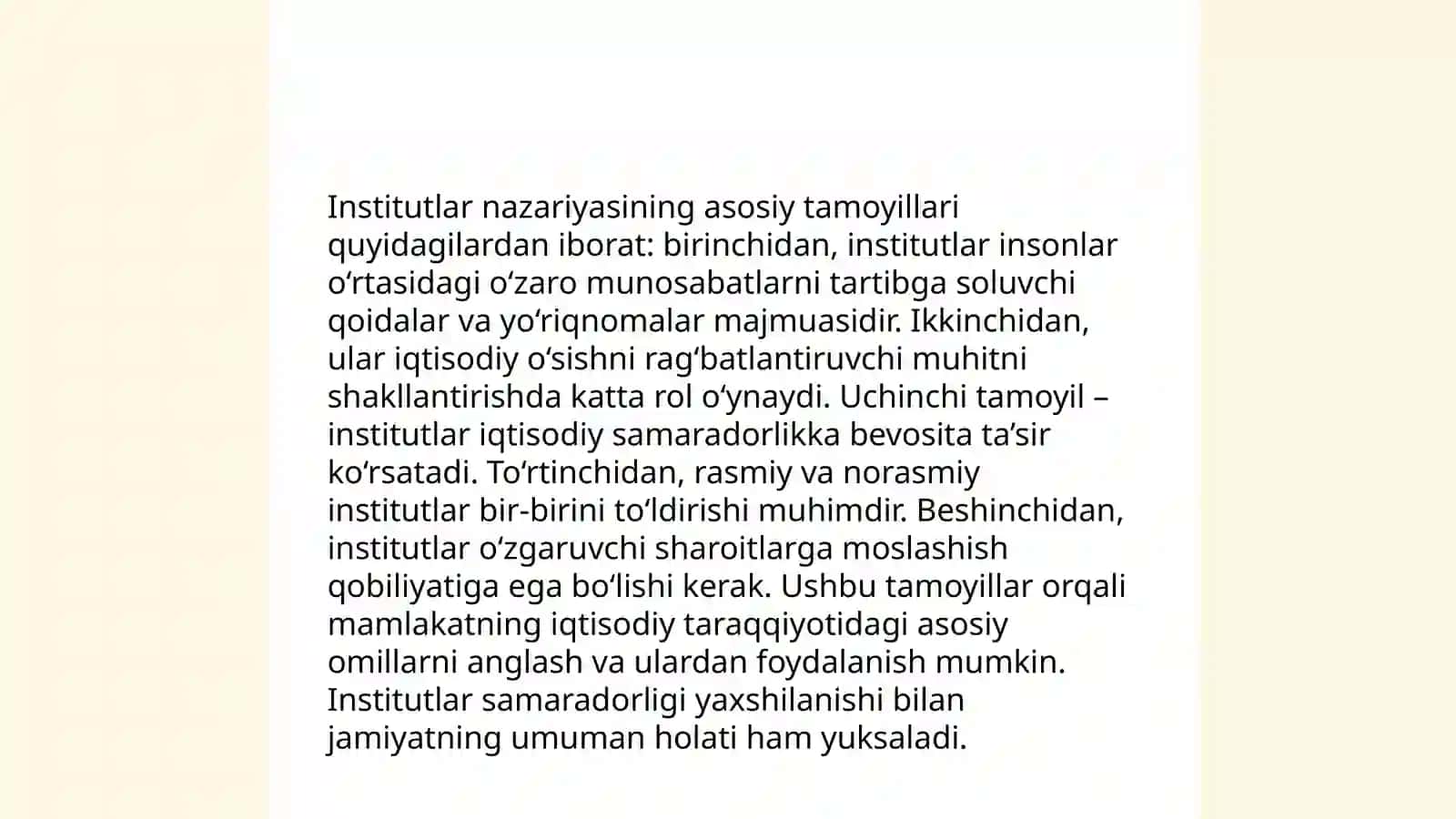 Insititutsional iqtisodiyot fanidan tayyorlagan mustaqil ishisi 4