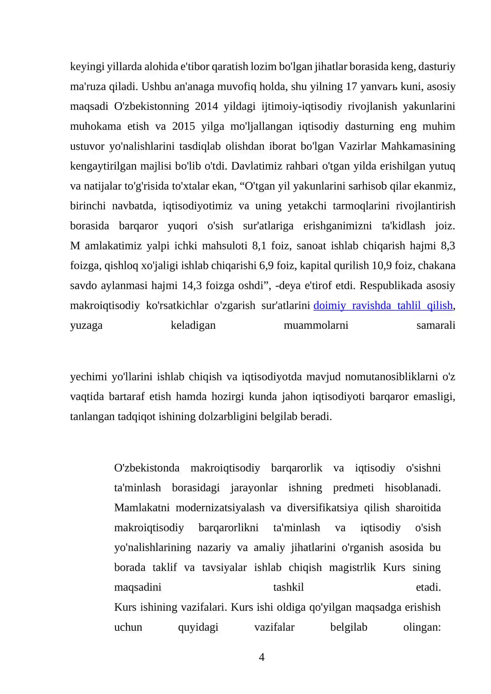 “MIKROIQTISODIYOT. MAKROIQTISODIYOT” fanidan KURS ISH 4