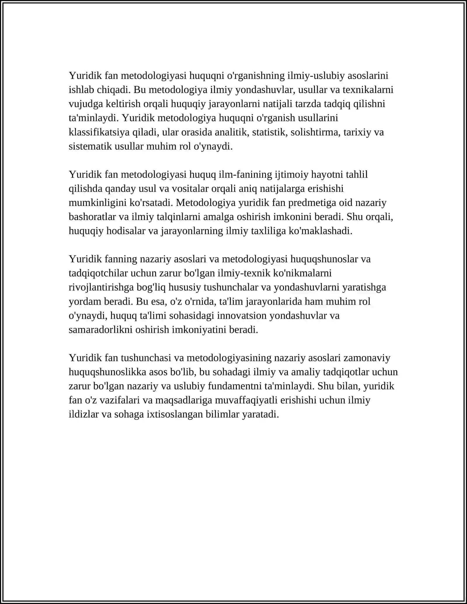 YURIDIK FAN TUSHUNCHASI VA METODOLOGIYASI 4