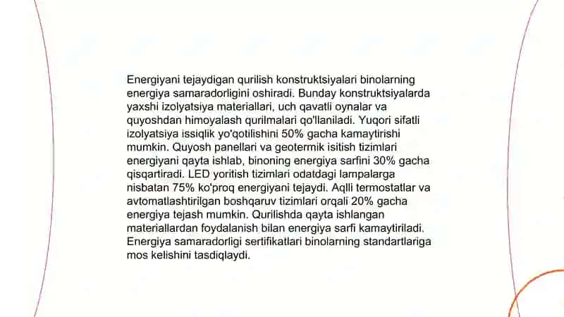 Qurilish materiallari buyumlarini issiqlik – fizik xossalarini binolar va konstruktsiyalar energiya tejamkorligi bilan uzviyligi 4