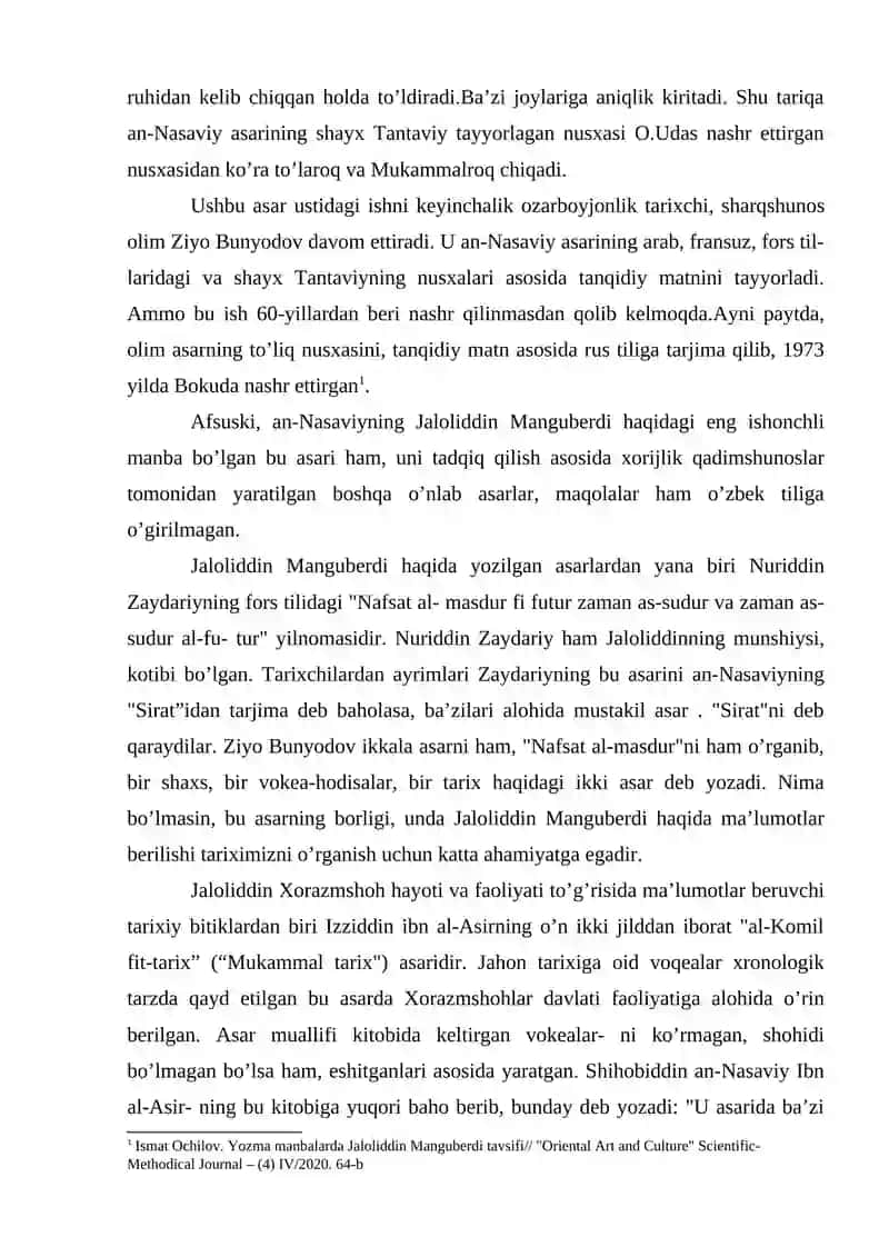 Shihobuddin Muhammad an-Nasaviyning “Sirot us sulton Jaloliddin Manguberdi” asari 4