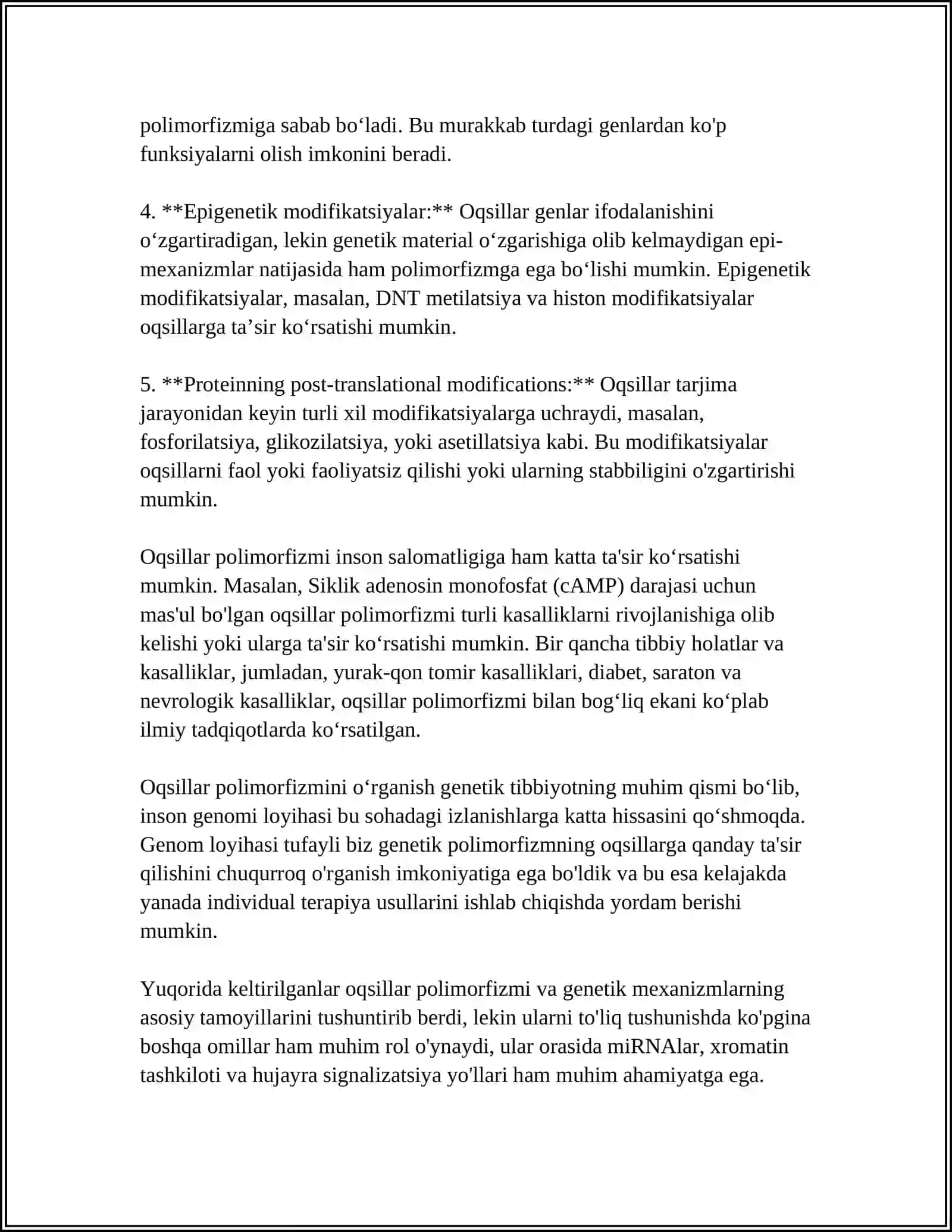 OQSILLAR POLIMORFIZIMI. TIBBIYOTDA REKOMBINANT DNK DAN FOYDALANISH 4