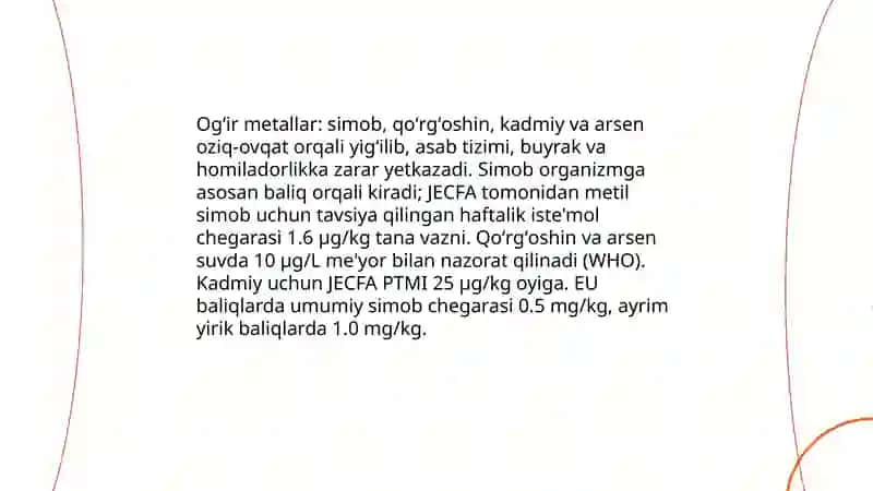 Oziq ovqat mahsulotlarining kimyoviy xavfsizligi 4