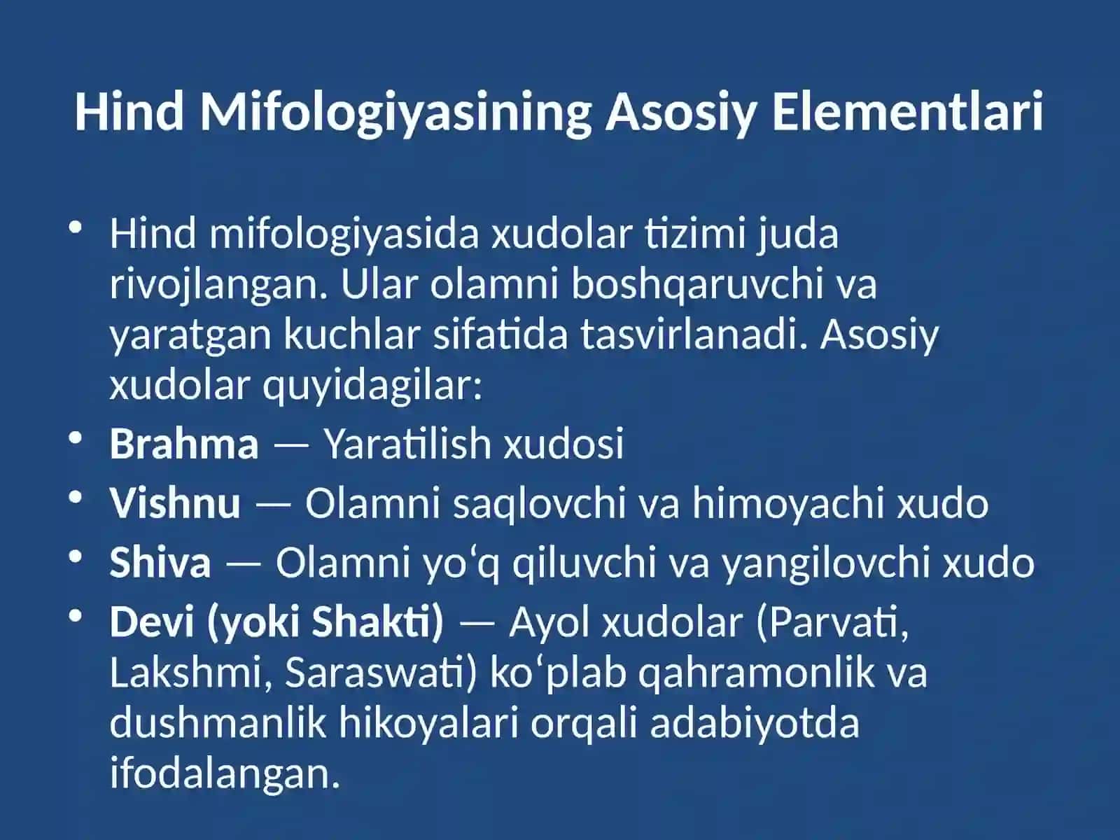 Qadimgi Sharq xalqlarimi fologiyasi: Hind miflari asarining tahlili 4