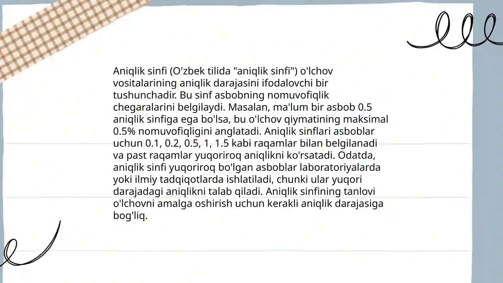 O'lchash vositalarining aniqlik sinfi 4