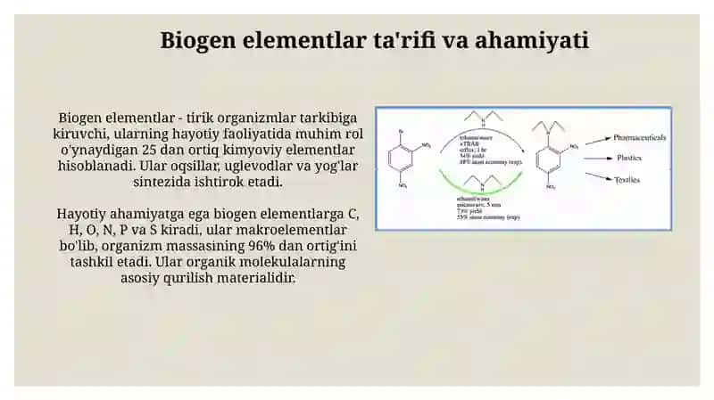 Kimyo va atrof muhit. Biogenelementlarkimyosi 4