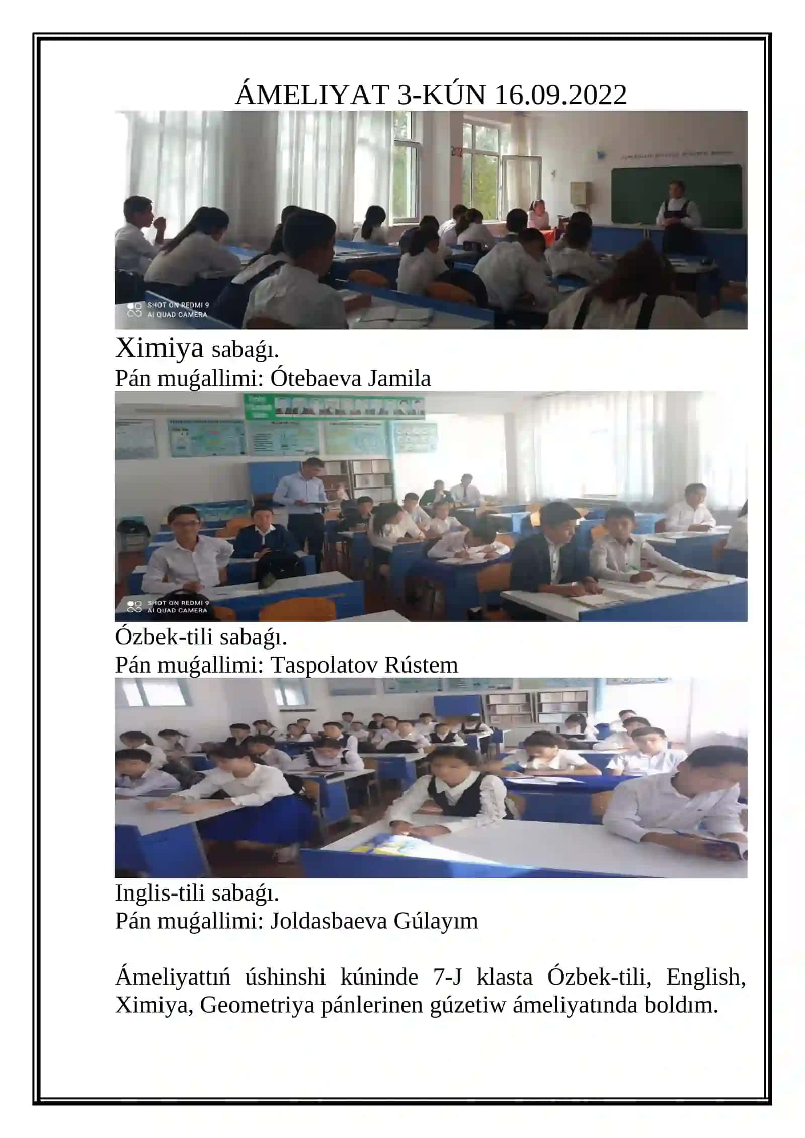 GEOGRAFIYA HÁM EKONOMIKALÍQ BILIM TIYKARLARI TÁLIM BAǴDARÍ 2-A KURS STUDENTI ÓTEEV QUWANÍSHBEKTIŃ 28-MEKTEPTEGI PEDAGOGIKALÍQ ÁMELIYATÍNDA I-SHEREK BOYÍNSHA ISLEGEN ESABATÍ 4