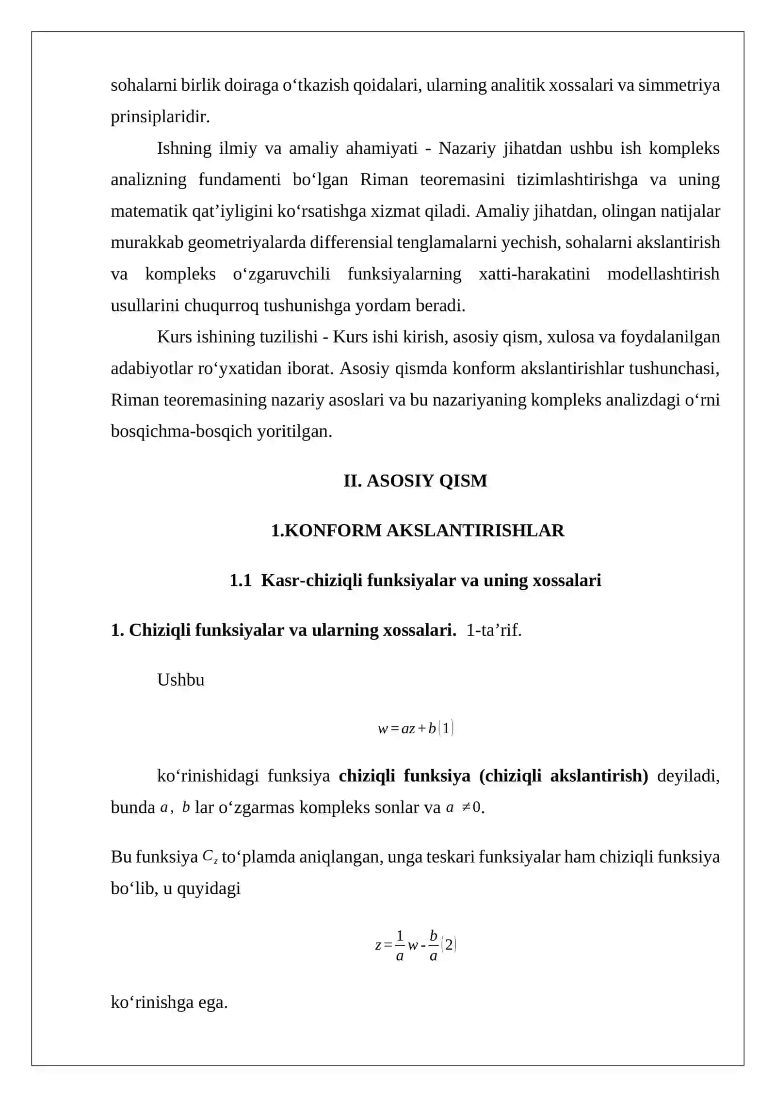 Konform aksntirishlari uchun Riman teoremasi. 4