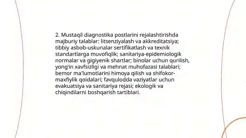 Mustaqil diagnostika postlarini rejalashtirish 4