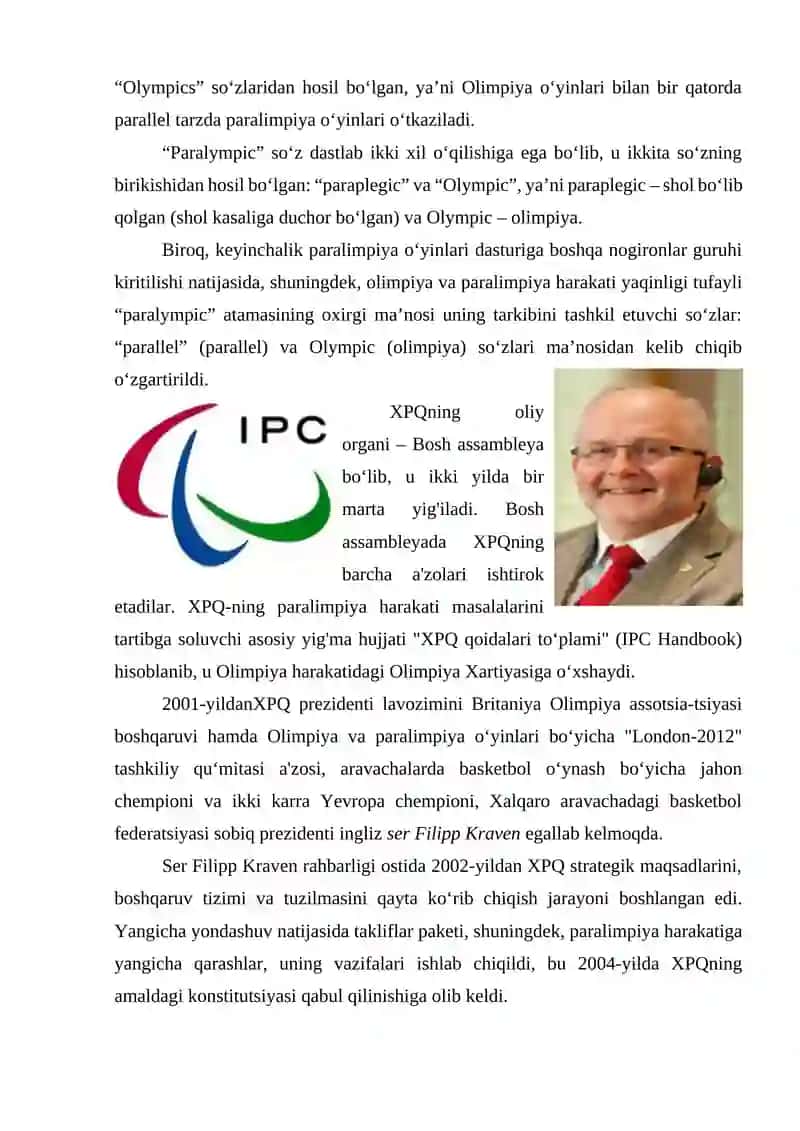 Adaptiv sportining rivojlanish tarixi. Papalimpiya, Surdolimpiya va maxsus olimpiya sport turlari. Paralimpiya, Surdolimpiya va Maxsus Olimpiya musobaqalari 4