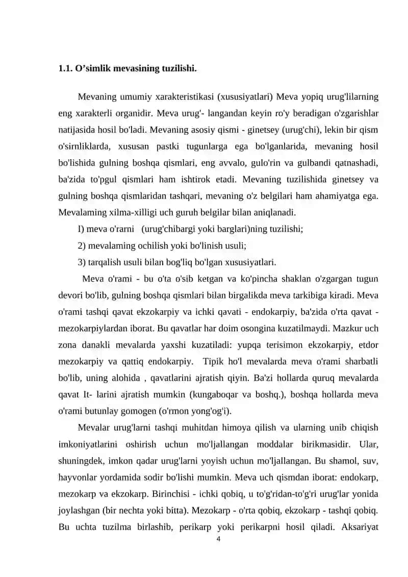 MEVALARNING PAYDO BO’LISHI VA TUZILISHI 4