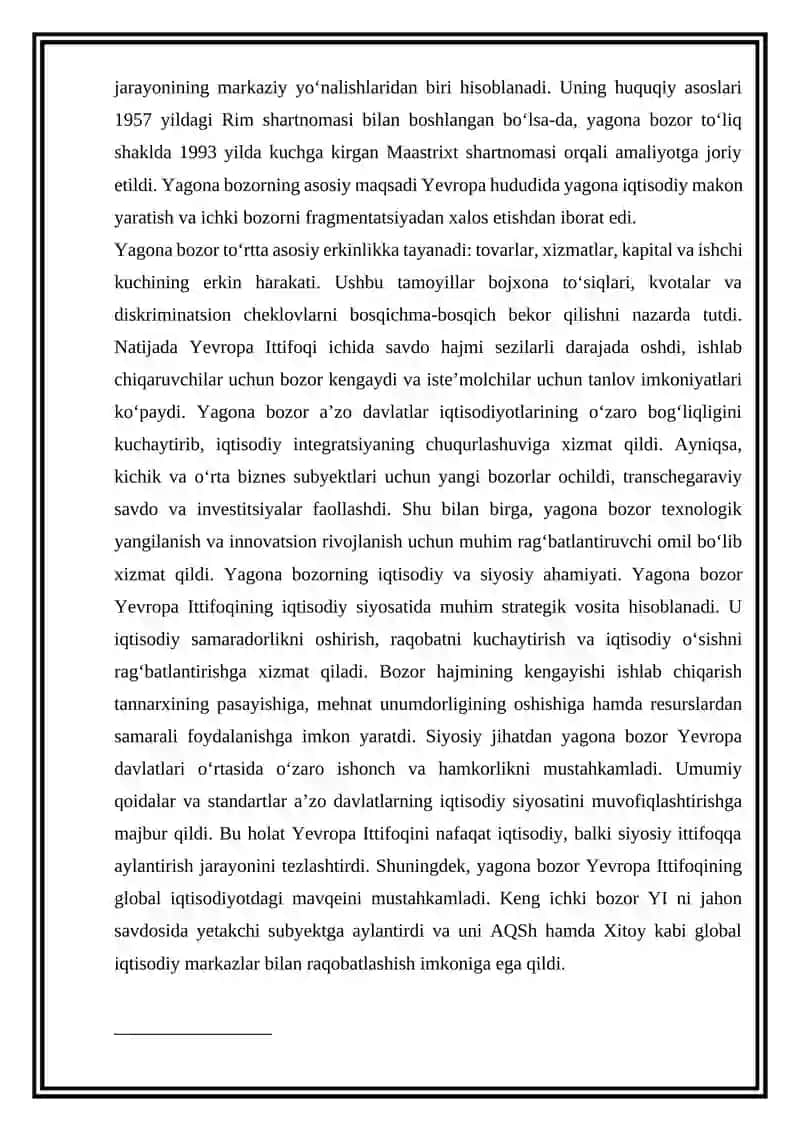 Yevropa Ittifoqining iqtisodiy siyosiy: yagona bozor va raqobat strategiyasi 4