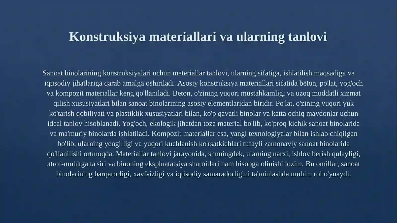 Sanoat binolarining konstruksiyalari. 4