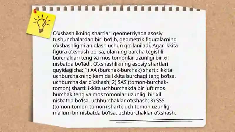 Oʻxshash uchburchaklar va ularning xossalari 4