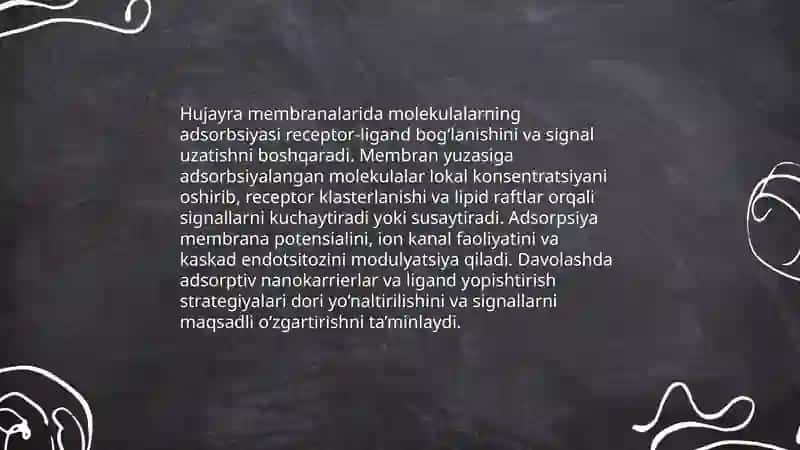 Organizmlarning hayot faoliyatida va davolash usullarida adsorbsiya jarayonining ahamiyati 4