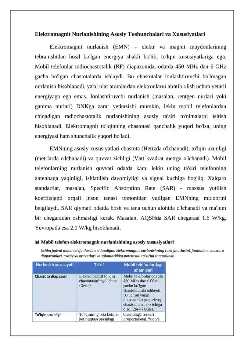 Mobil telefonlarning elektromagnit nurlanishi va uning inson salomatliga ta'siri 4
