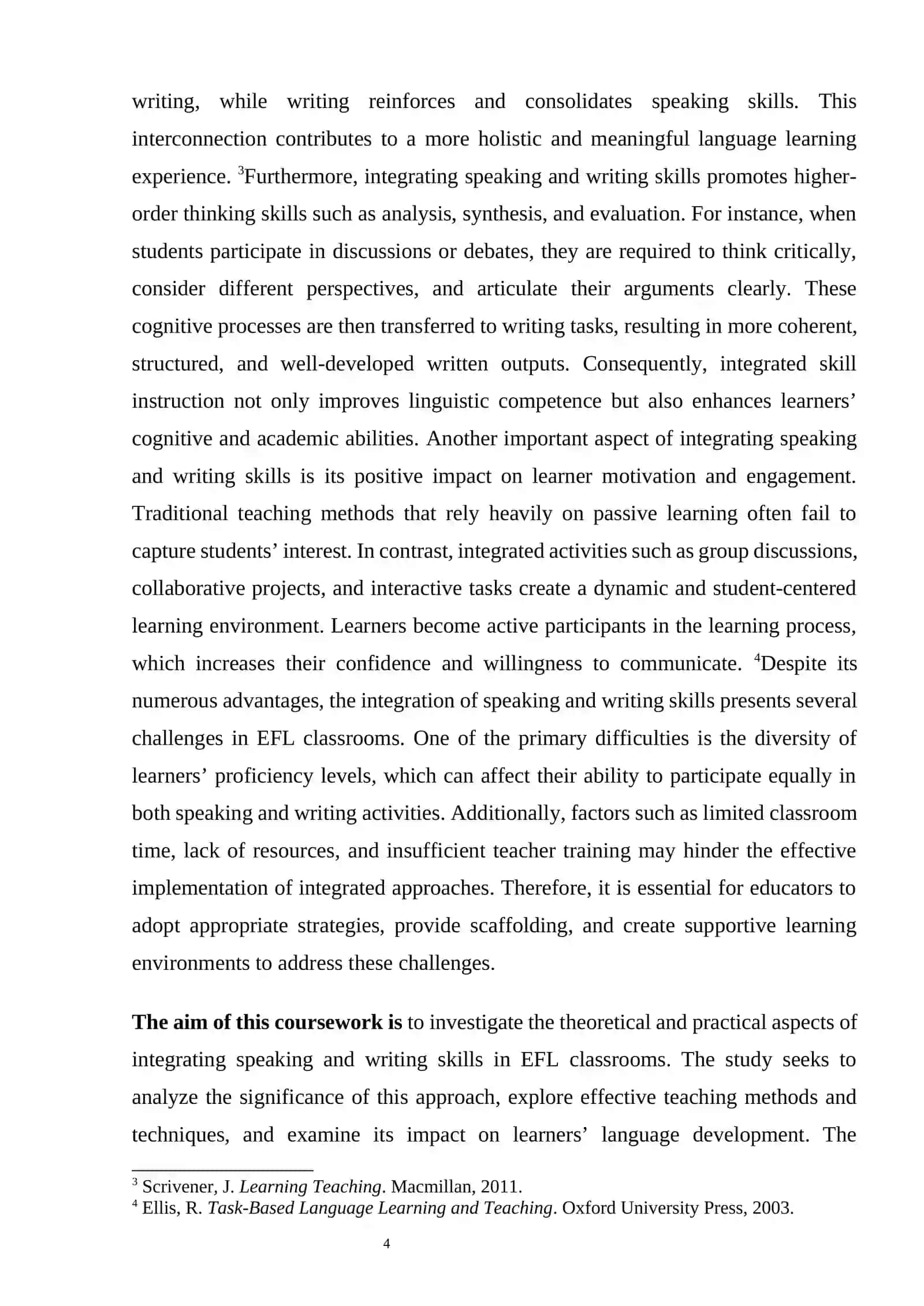 Integration of Speaking and Writing Skills in EFL classrooms 4