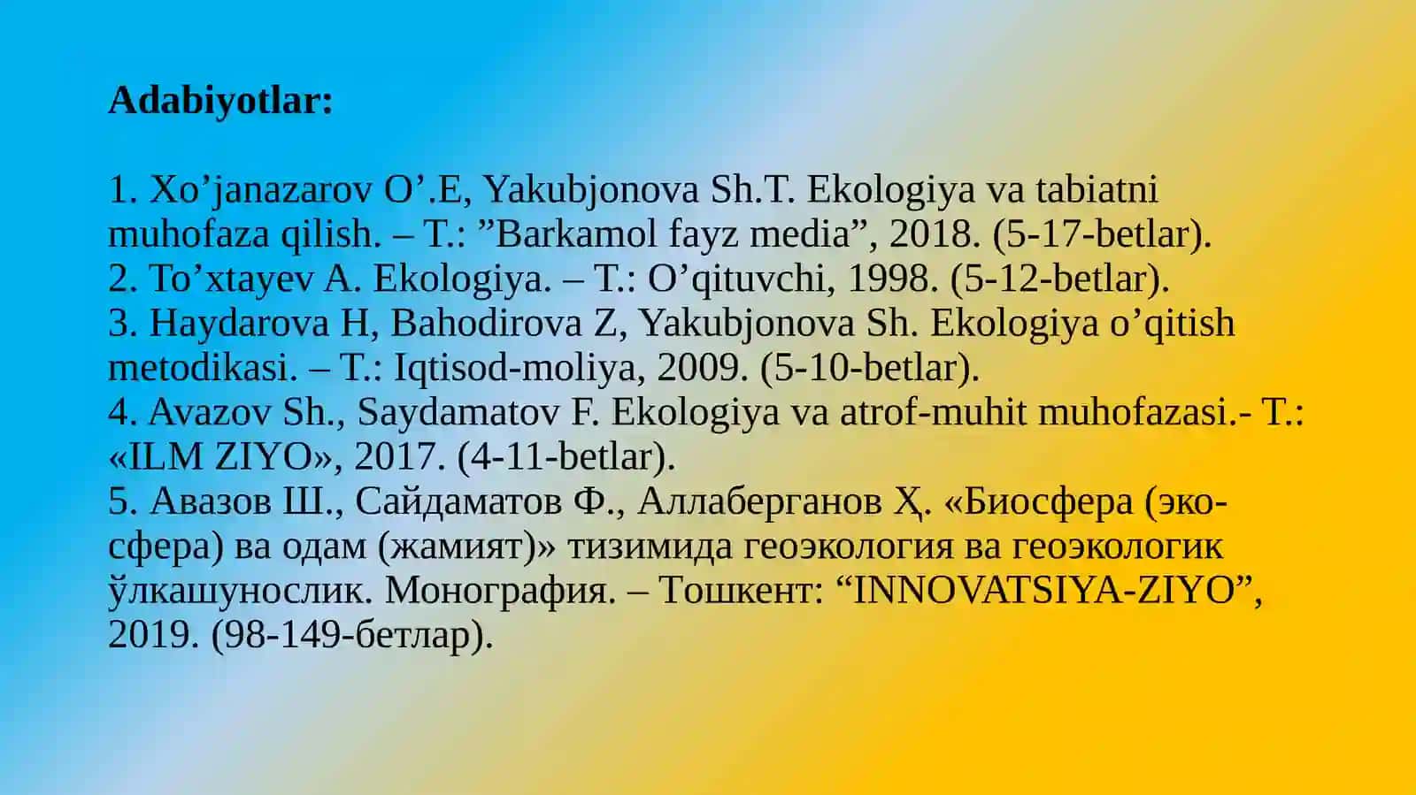 Экология ва табиатни муҳофаза қилиш 4