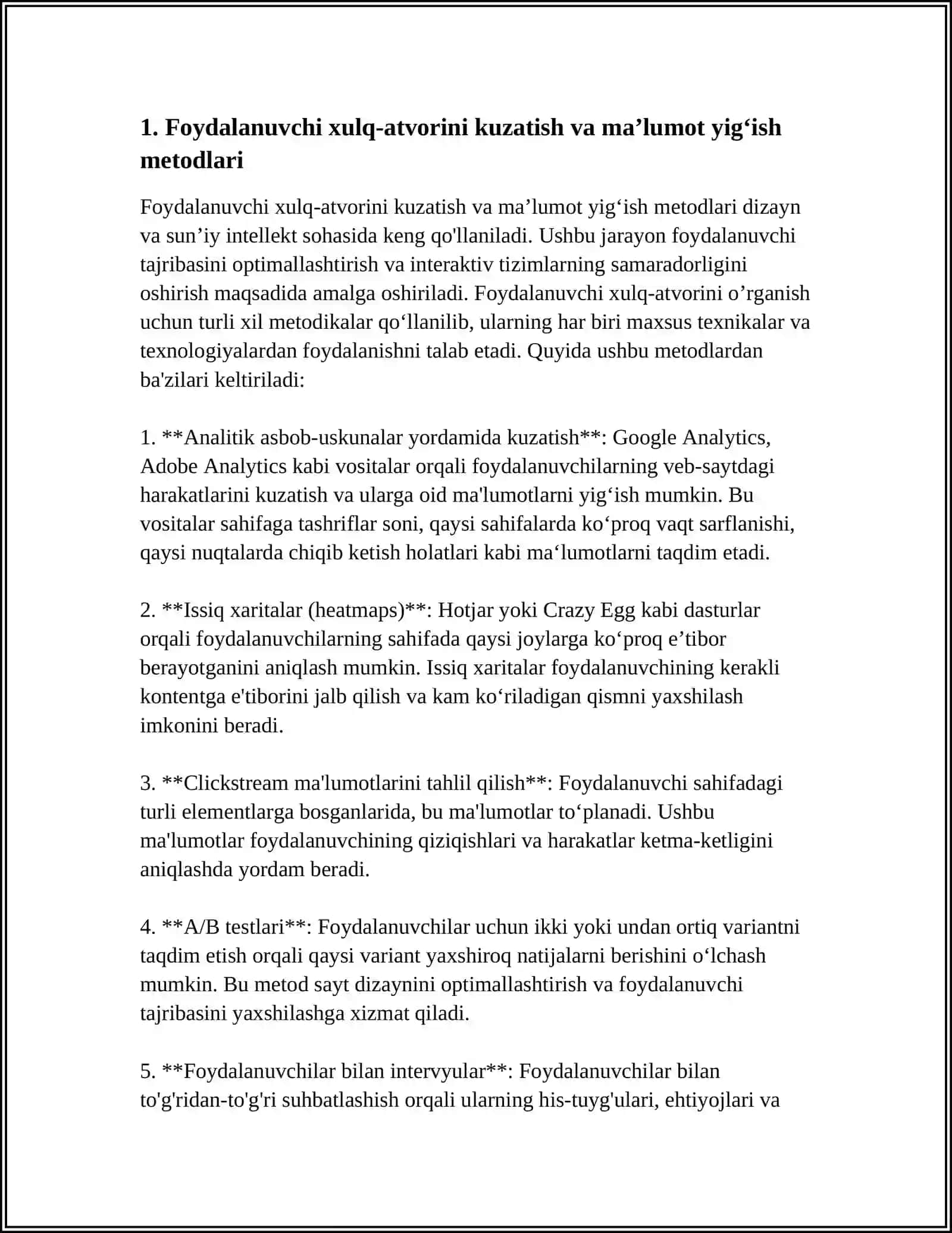 DIZAYN VA SUNʼIY INTELLEKT. MACHINE LEARNING YORDAMIDA FOYDALANUVCHI XULQ-ATVORINI TAHLIL QILISH 4