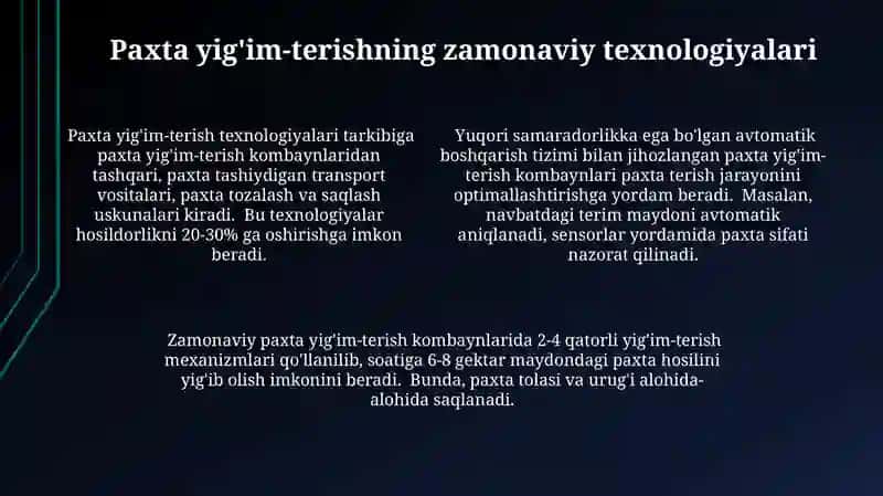 Paxta tolasini yigrish sistemalari 4