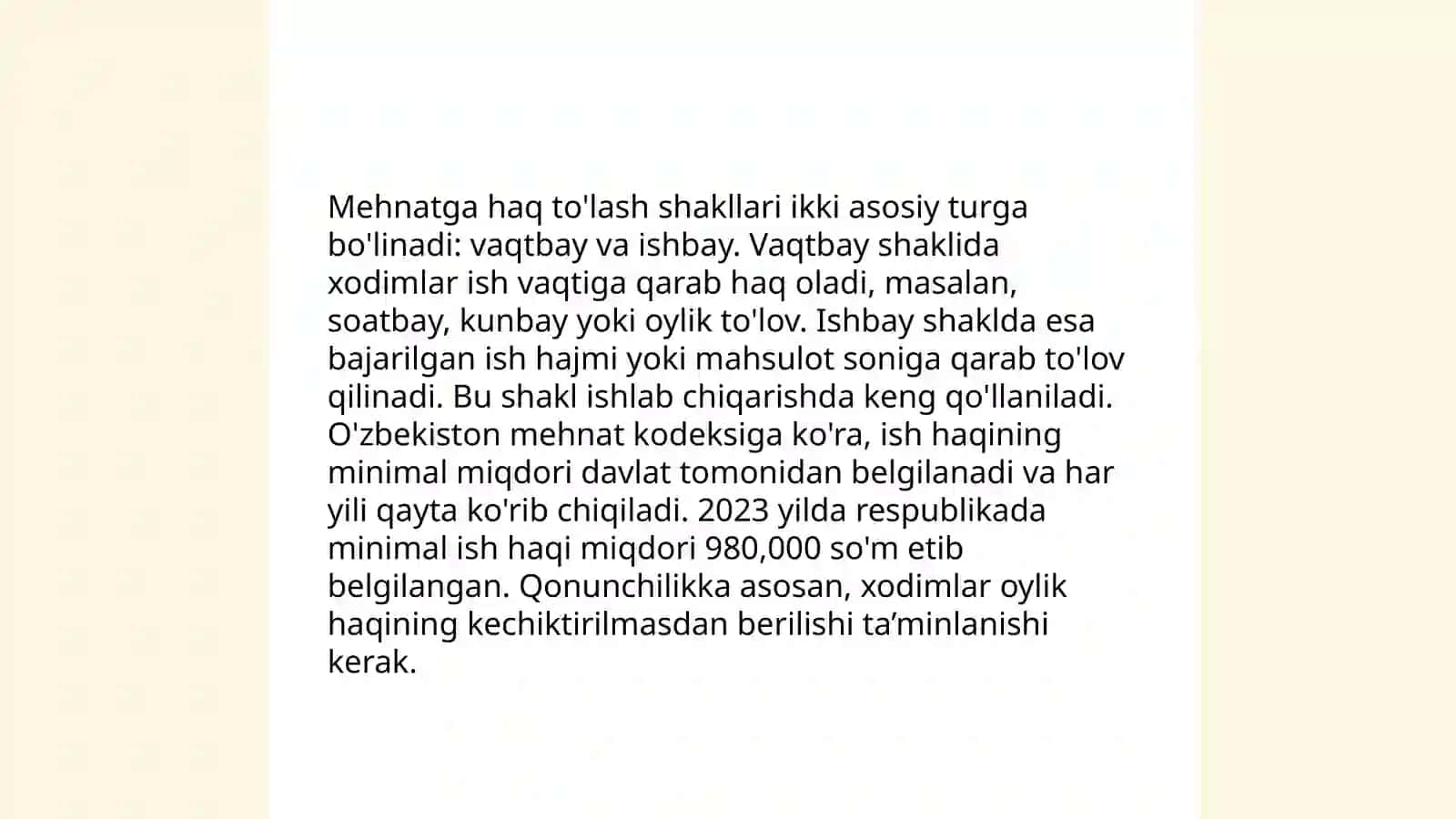 Mehnatga haq to'lash tizimi va shakllari 4