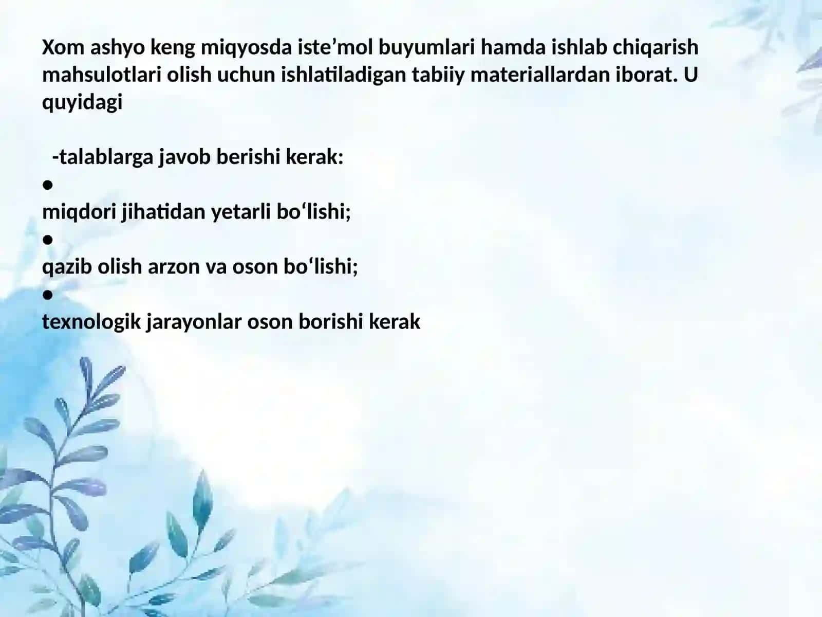 Sanoatning Xomashyo Manbai va Unijoylashtirish 4