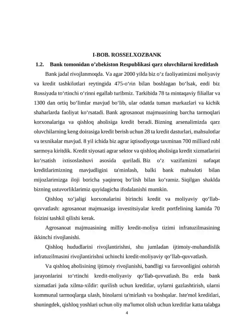 Bank tomonidan O‘zbekiston Respublikasi qarz oluvchilarni kreditlash 4
