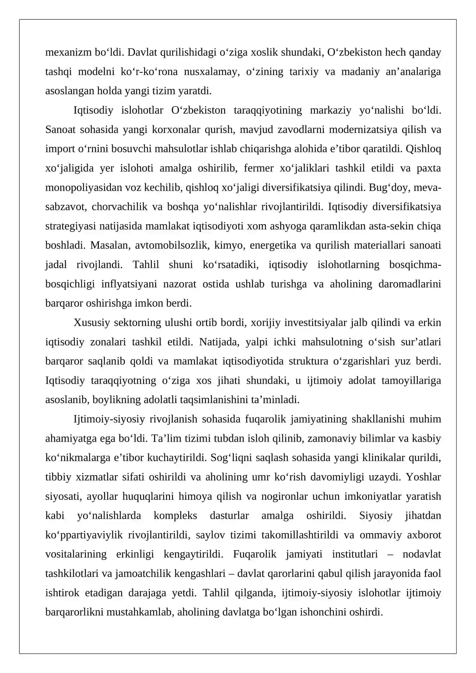 Oʻzbekiston Respublikasining oʻziga xos istiqlol va taraqqiyot yoʻli 4