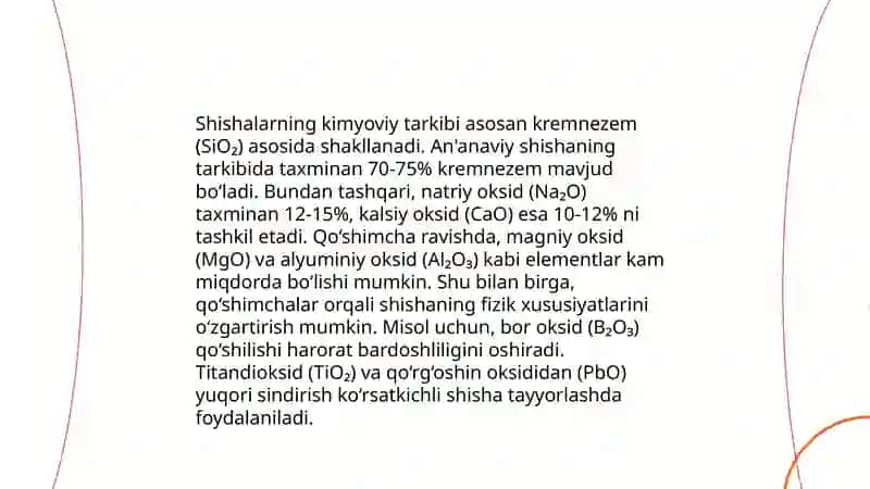 Shishalar, ularning tarkibi, tuzilishi, turlari va ishlab chiqarilishi 4