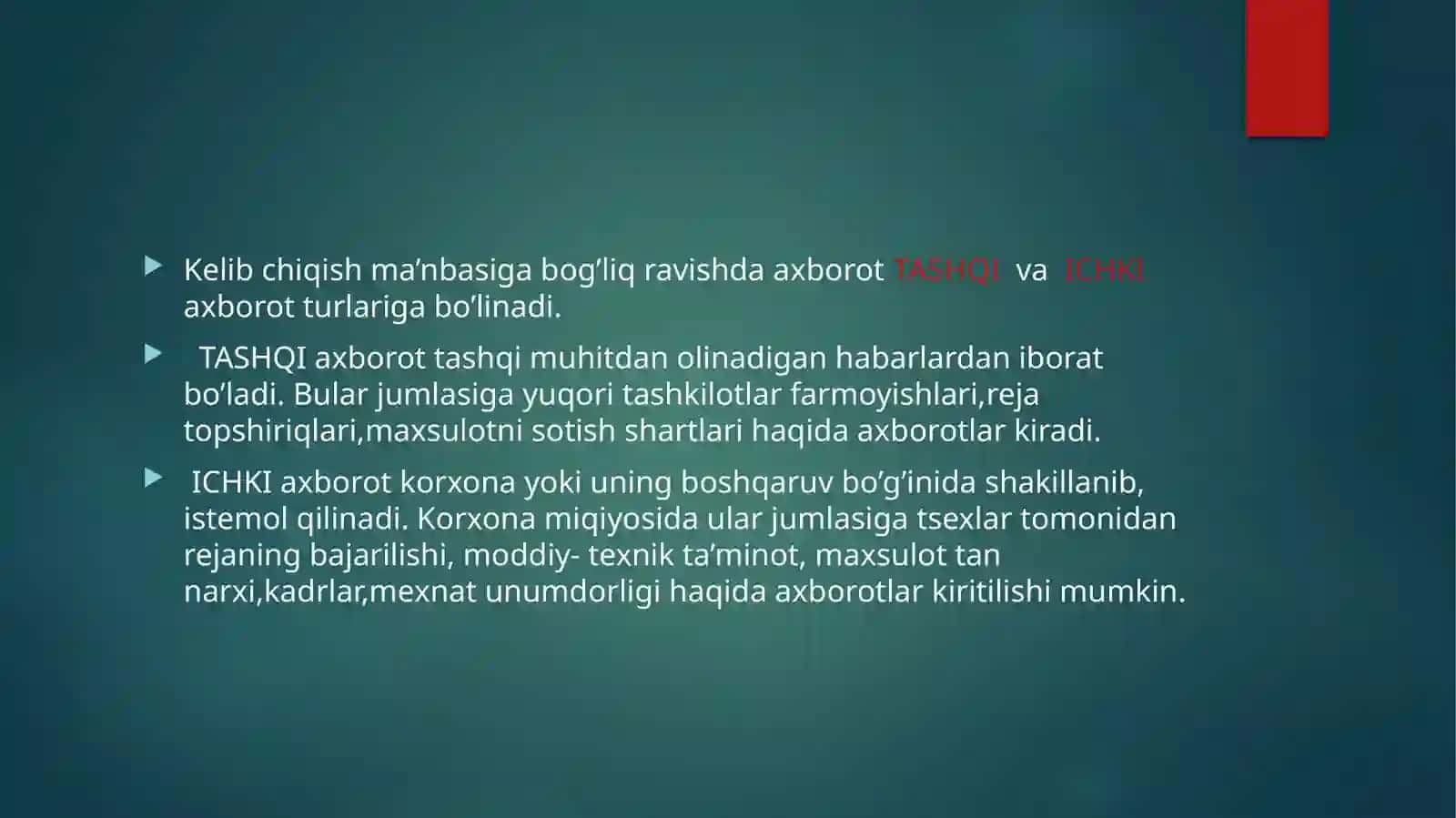 Axborot va kommunikatsiya texnologiyalari boshqarish 4