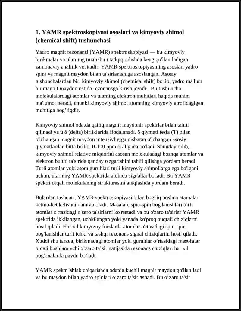 YAMR - SPEKTROSKOPIYA MASALALARINI YECHISH USULLARI 4