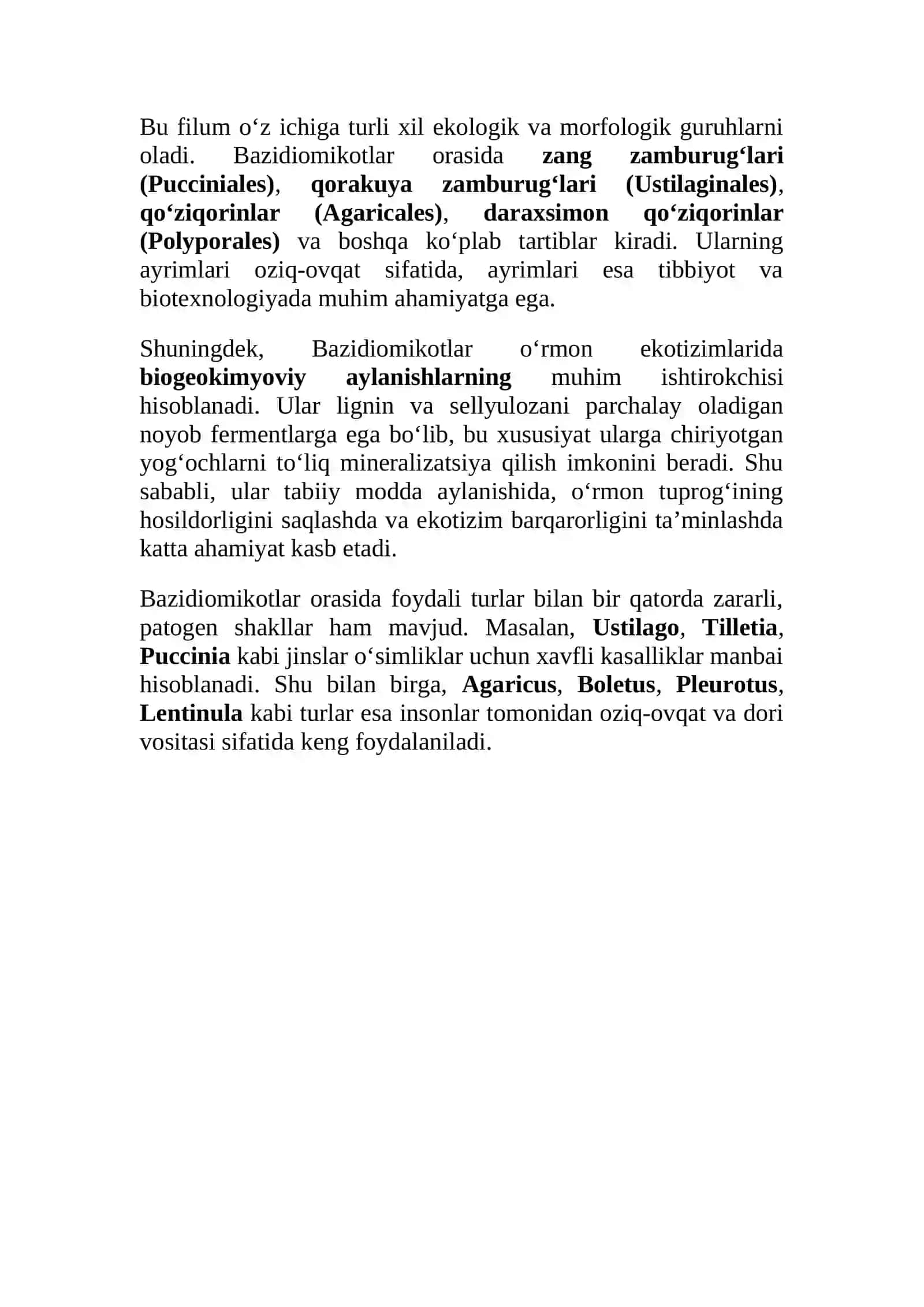 Bazidiomikota filumi, Qorakuya zamburug‘lari tartibining vakillari 4