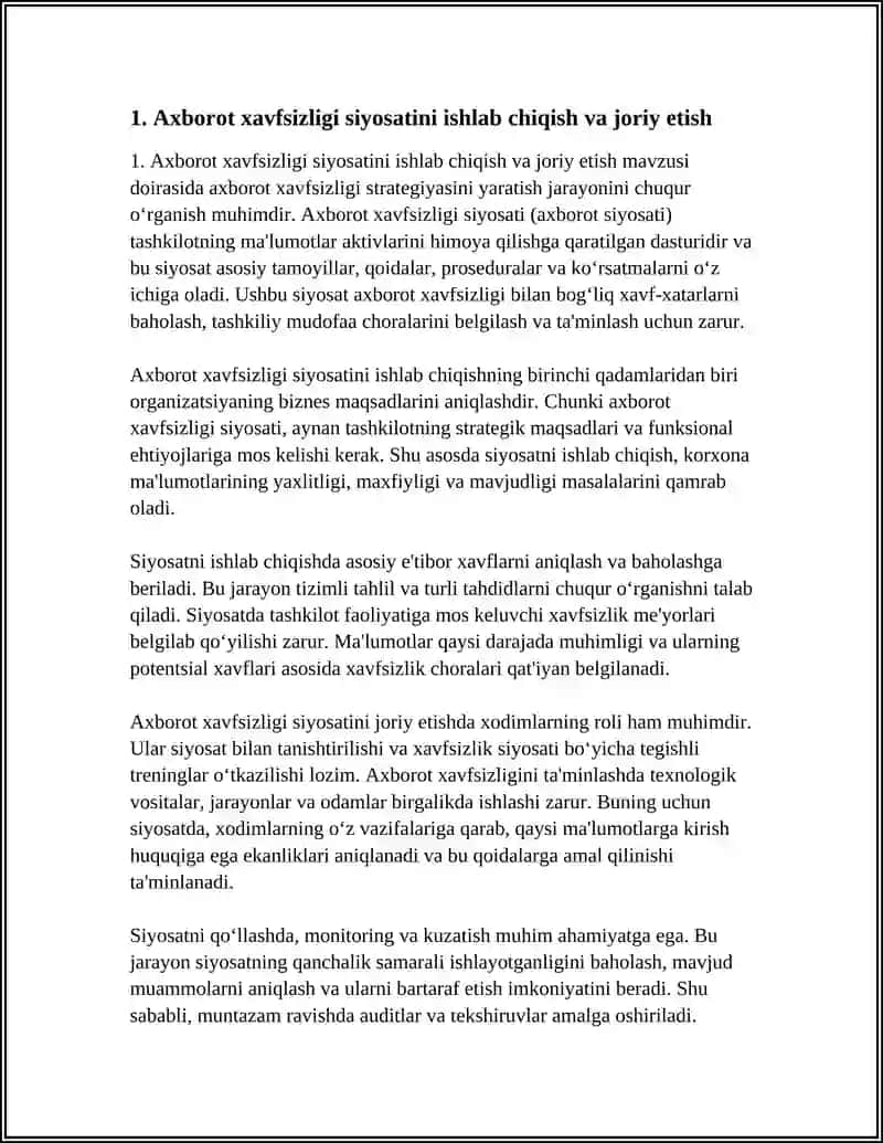 AXBOROT HIMOYA VOSITALARI TASHKIL ETISH VA AXBOROTGA HUJUMLARNITAHLILLASH USULLARINI O'RGANISH 4
