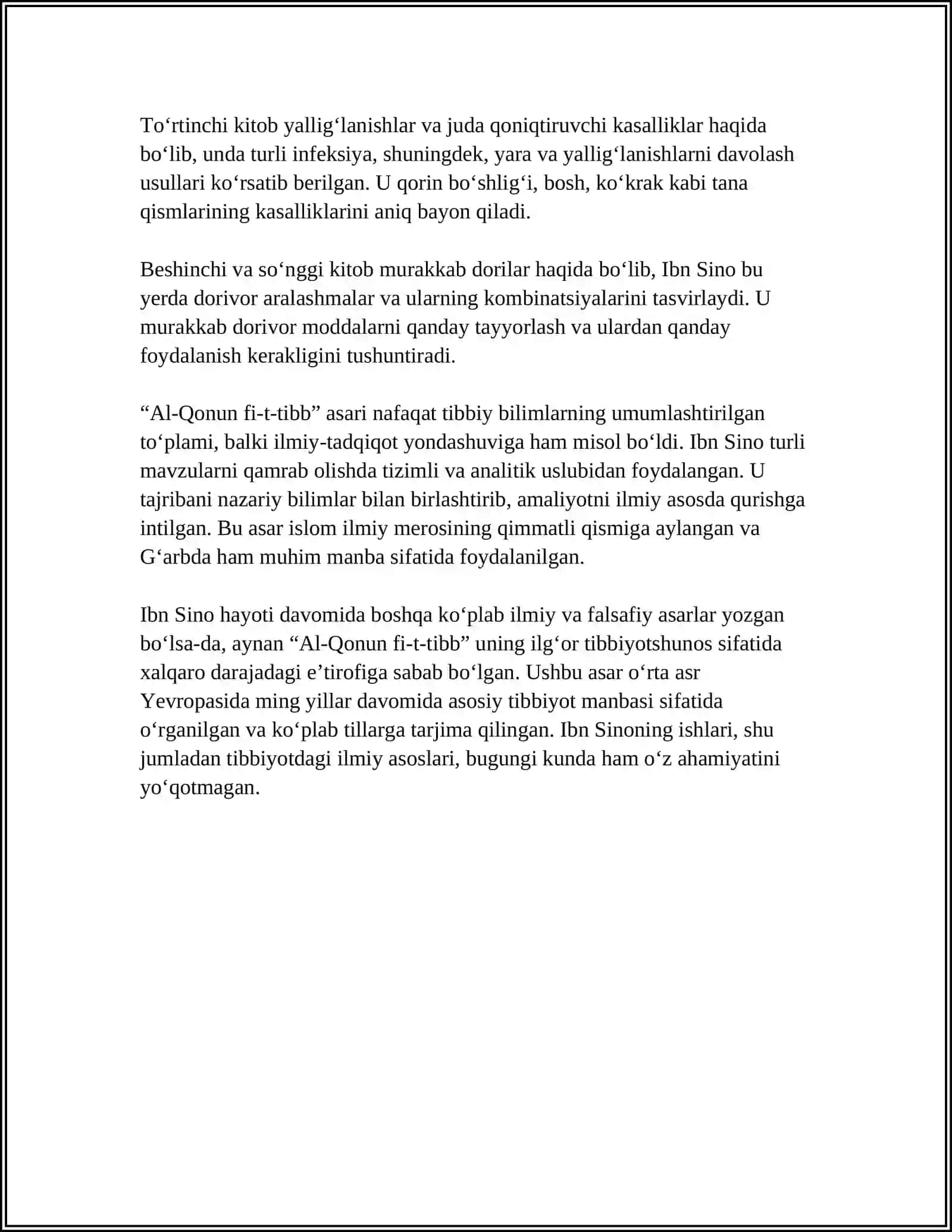 IBN SINO MEROSINING ZAMONAVIY TIBBIYOTDAGI O'RNI 4